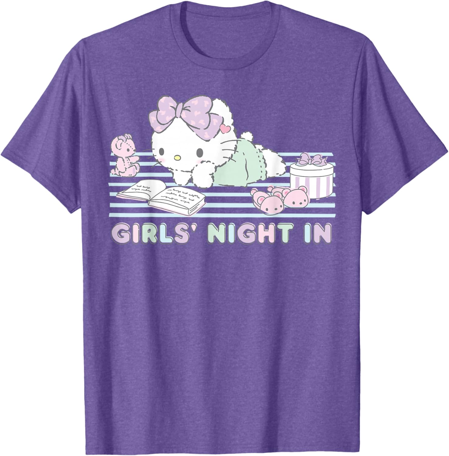Hello Kitty Girls Night In Reading Short Sleeve T-Shirt for Fun Style - 15
