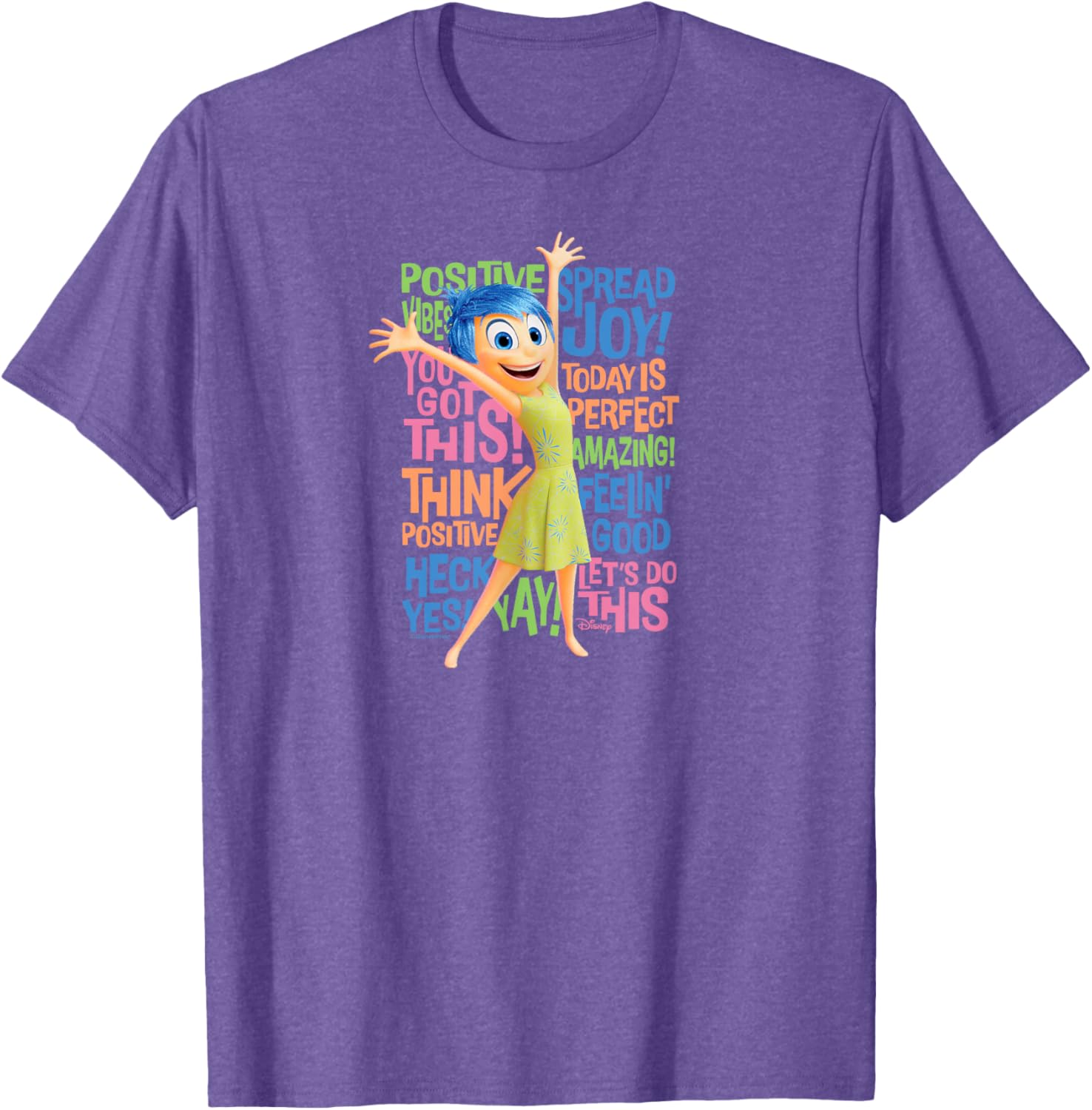 Joy Character Positive Words T-Shirt from Inside Out 2 for All Ages - 4