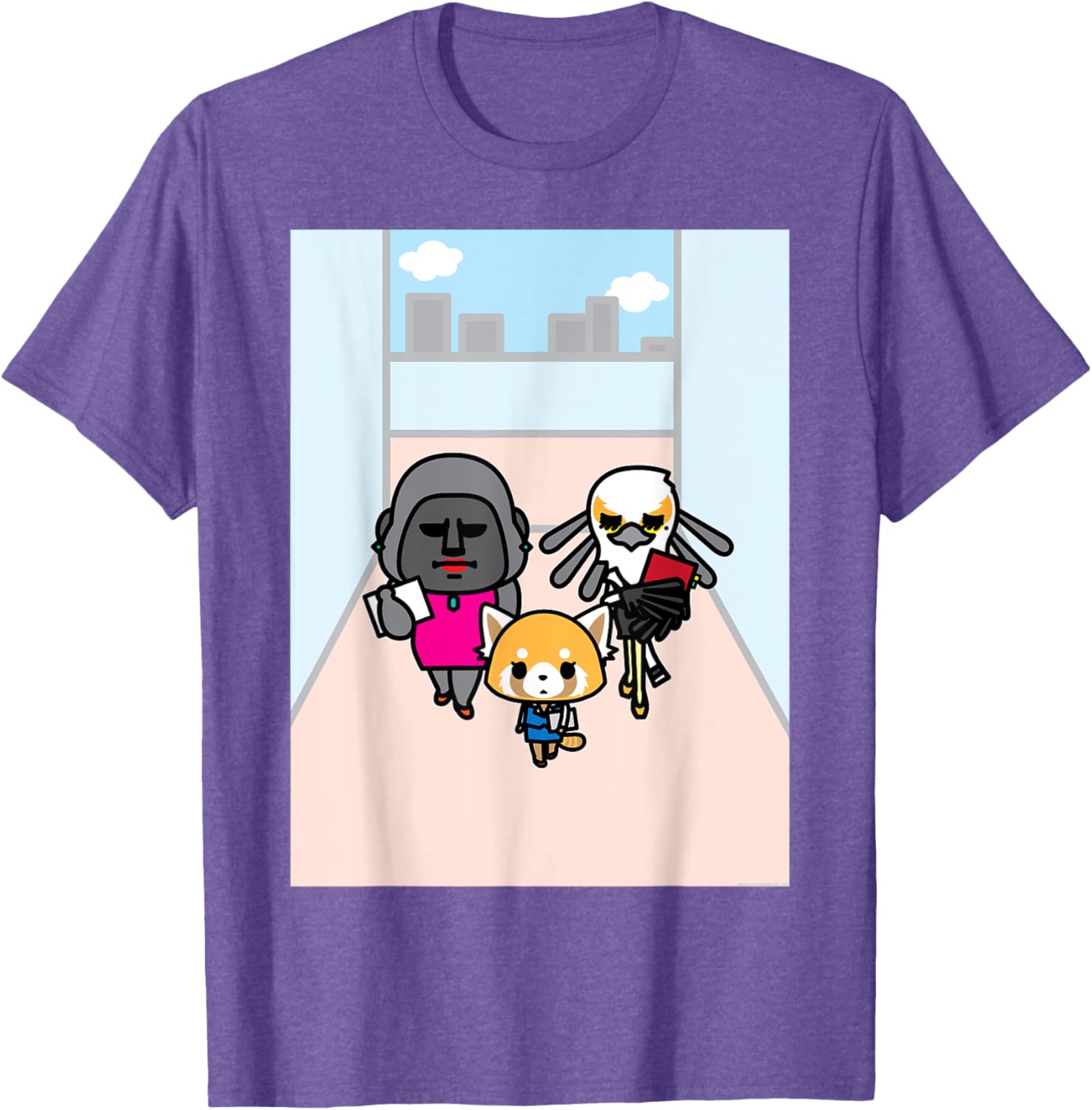 Aggretsuko Office Girl Gang Tee Shirt Fun Graphic T-Shirt for Fans - 6