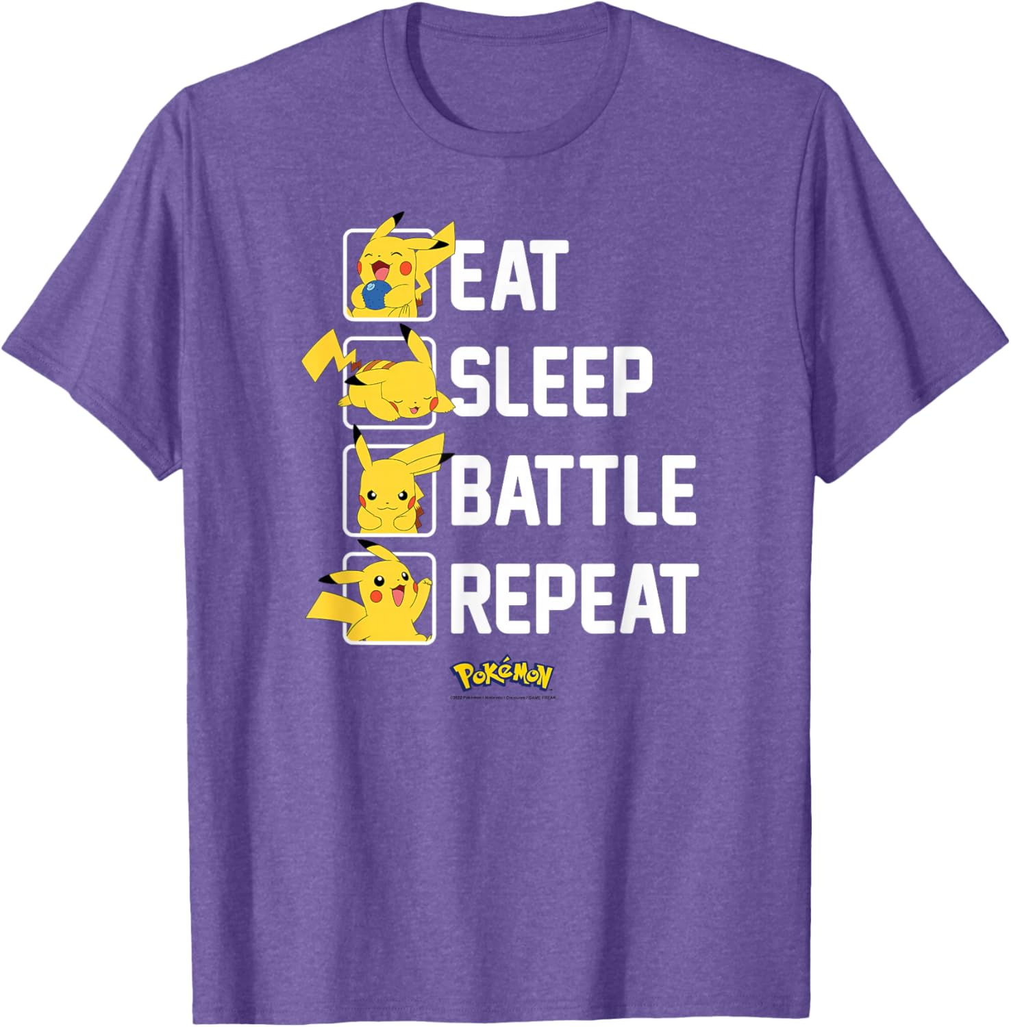 Pikachu Eat Sleep Battle Repeat T-Shirt for Pokémon Fans and Gamers - 11