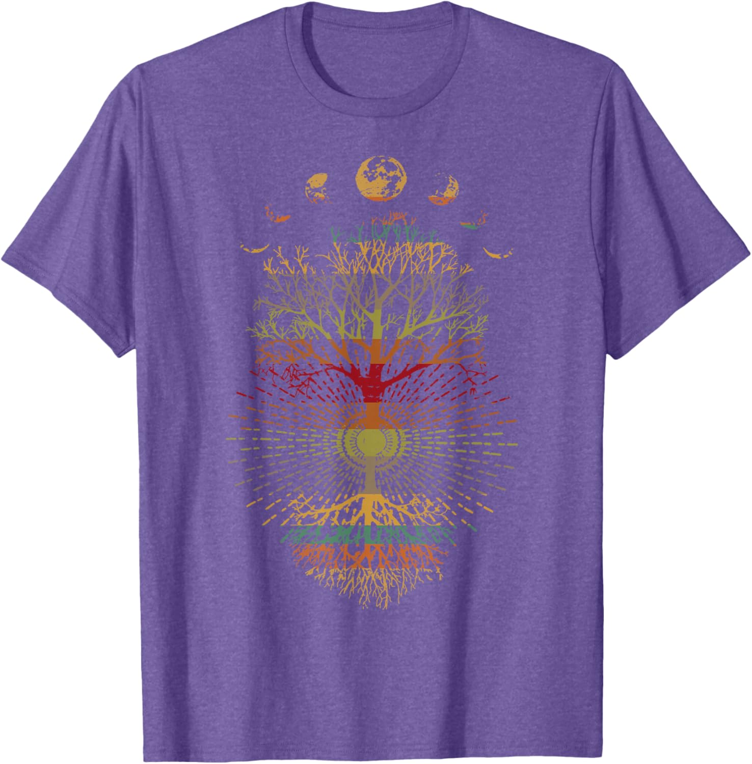 Phases of the Moon Retro Tree of Life T-Shirt 60s 70s Vibe - 4