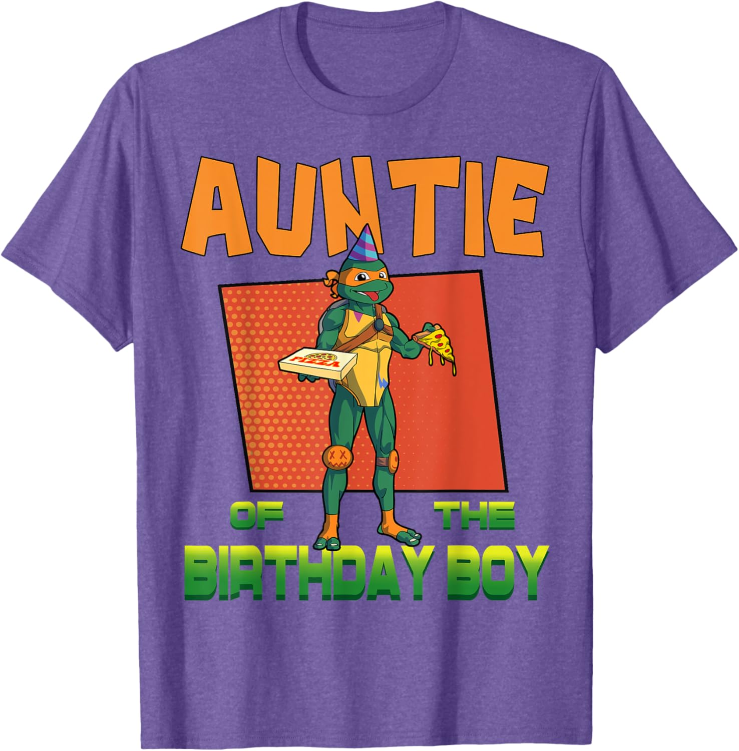 Mademark Teenage Mutant Ninja Turtles Mikey Pizza Party T-Shirt for Aunties - 4