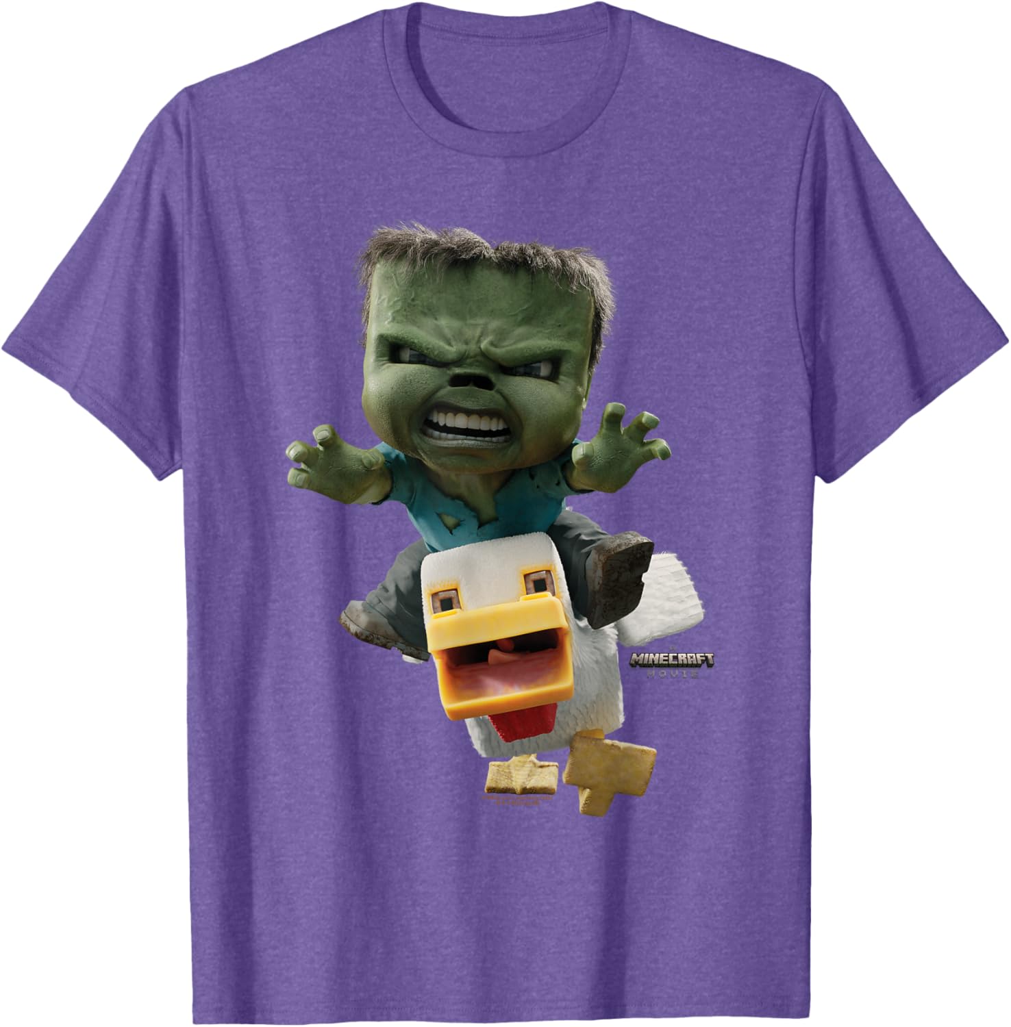 Cool Minecraft Movie Chicken Jockey Baby Zombie Attack T-Shirt for Kids - 21