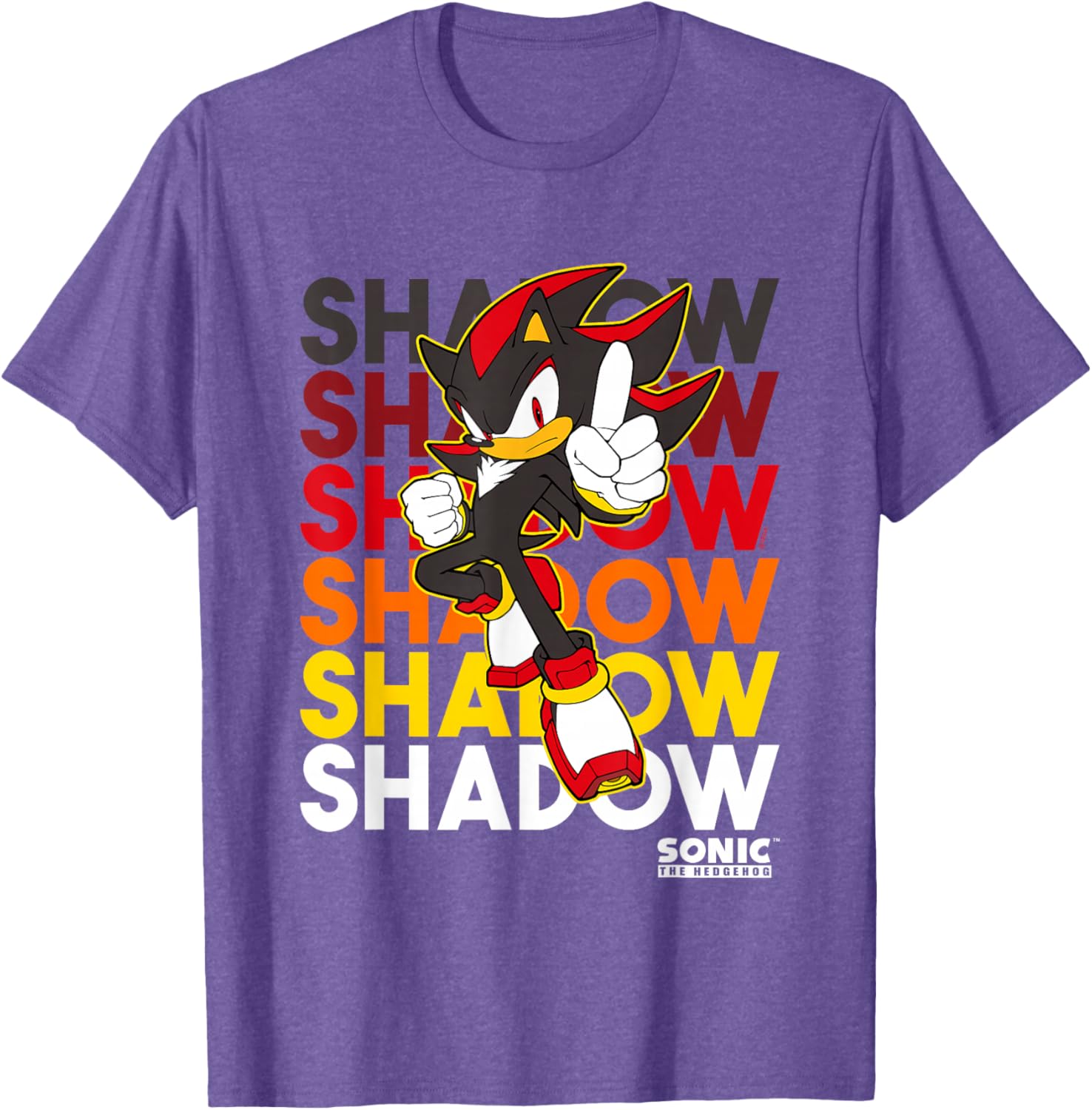 Sonic The Hedgehog Shadow Logo Stacked Text Cool Graphic T-Shirt - 7