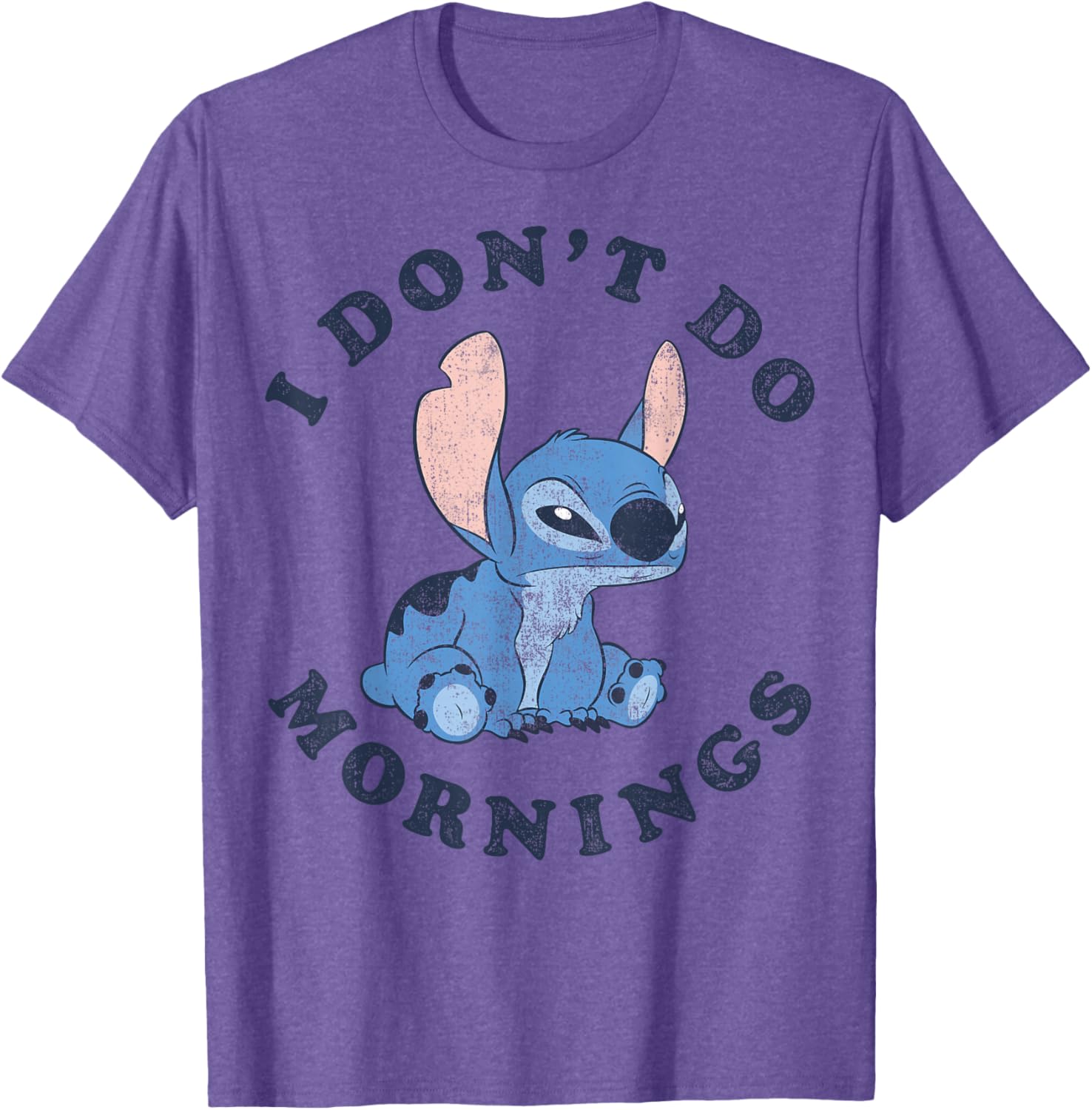 Disney Lilo & Stitch I Don't Do Mornings Distressed T-Shirt for Fans - 3