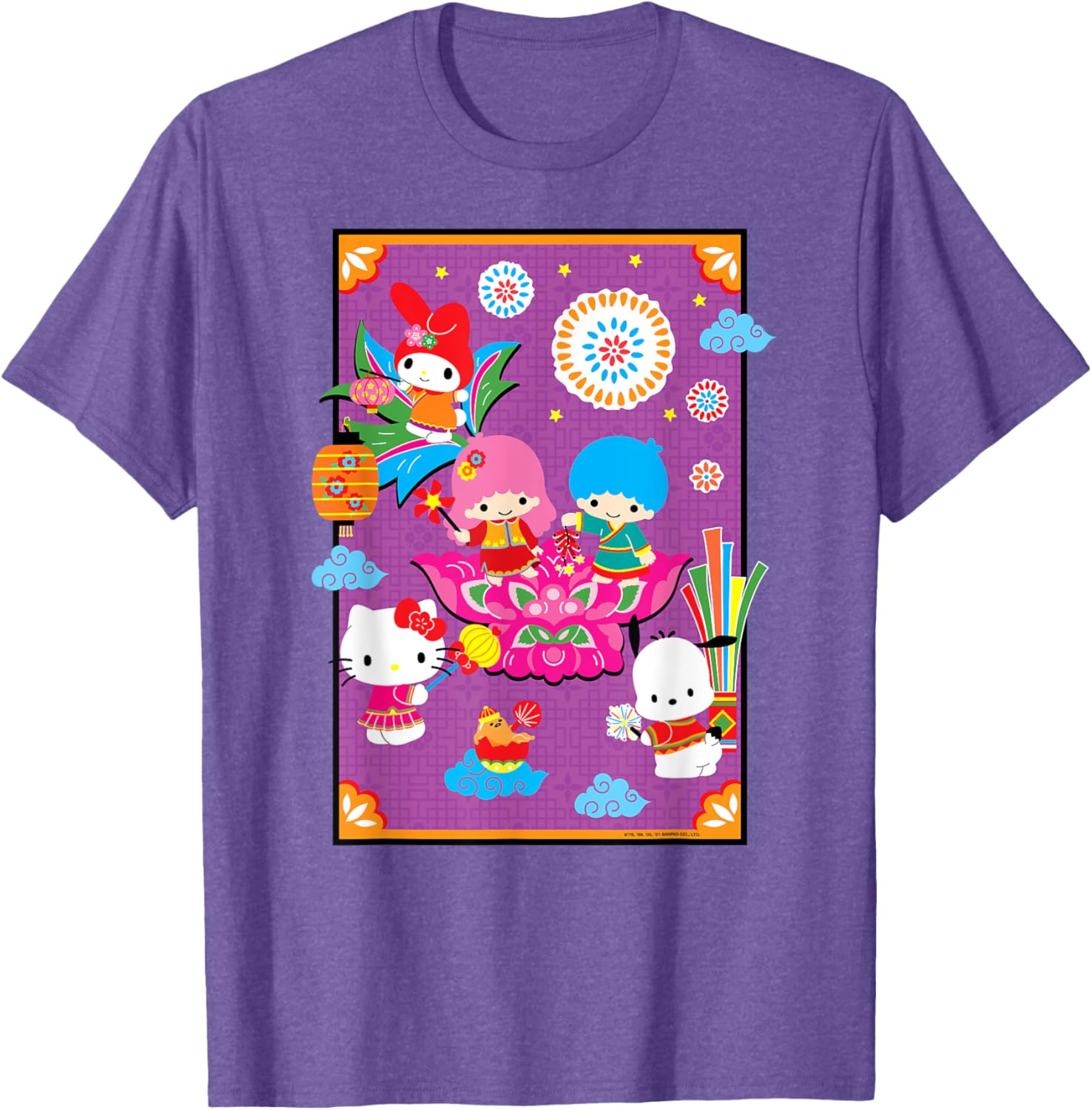 Hello Kitty & Friends Lunar New Year T-Shirt for Adults - Black, Small - 14