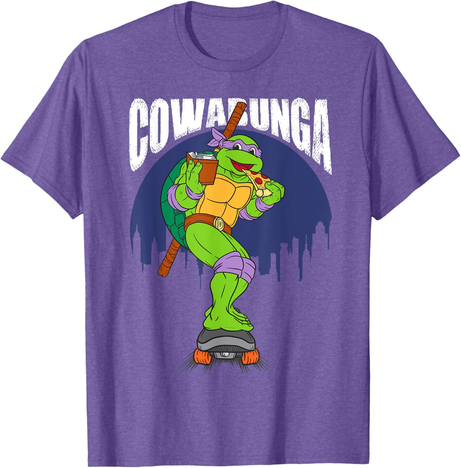 Cowabunga Donatello on Skates Pizza T-Shirt for TMNT Fans - 3