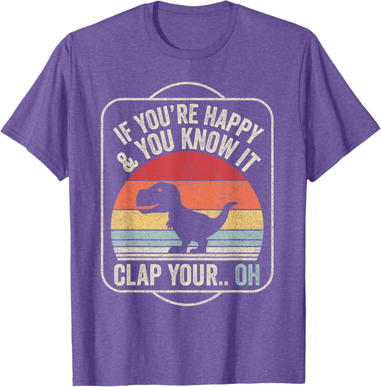 Catch Some Rays T-Rex Happy Dino Vintage Black Short Sleeve T-Shirt - 11