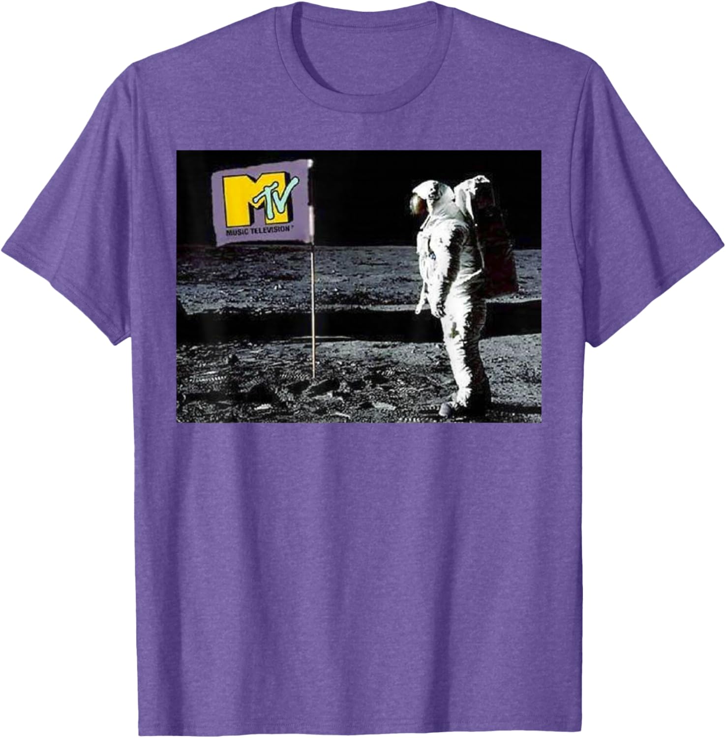 MTV Man On The Moon Logo Graphic Tee Short Sleeve T-Shirt for Fans - 4