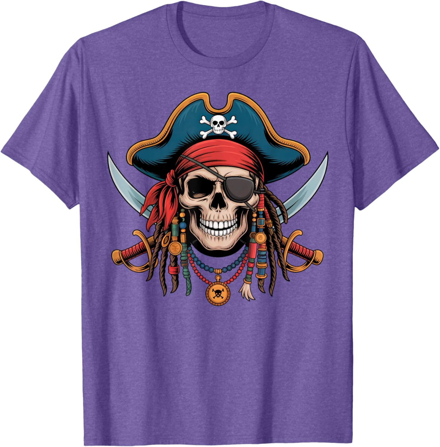 Pirate Skull and Crossbones Skeleton Halloween T-Shirt for Men and Boys - 17