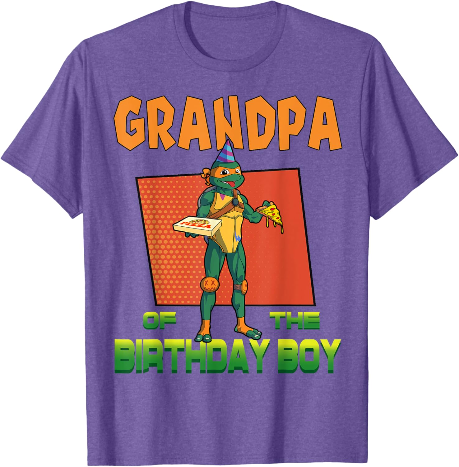 Mademark X TMNT Mikey Grandpa Birthday Pizza Party T-Shirt for Kids - 8