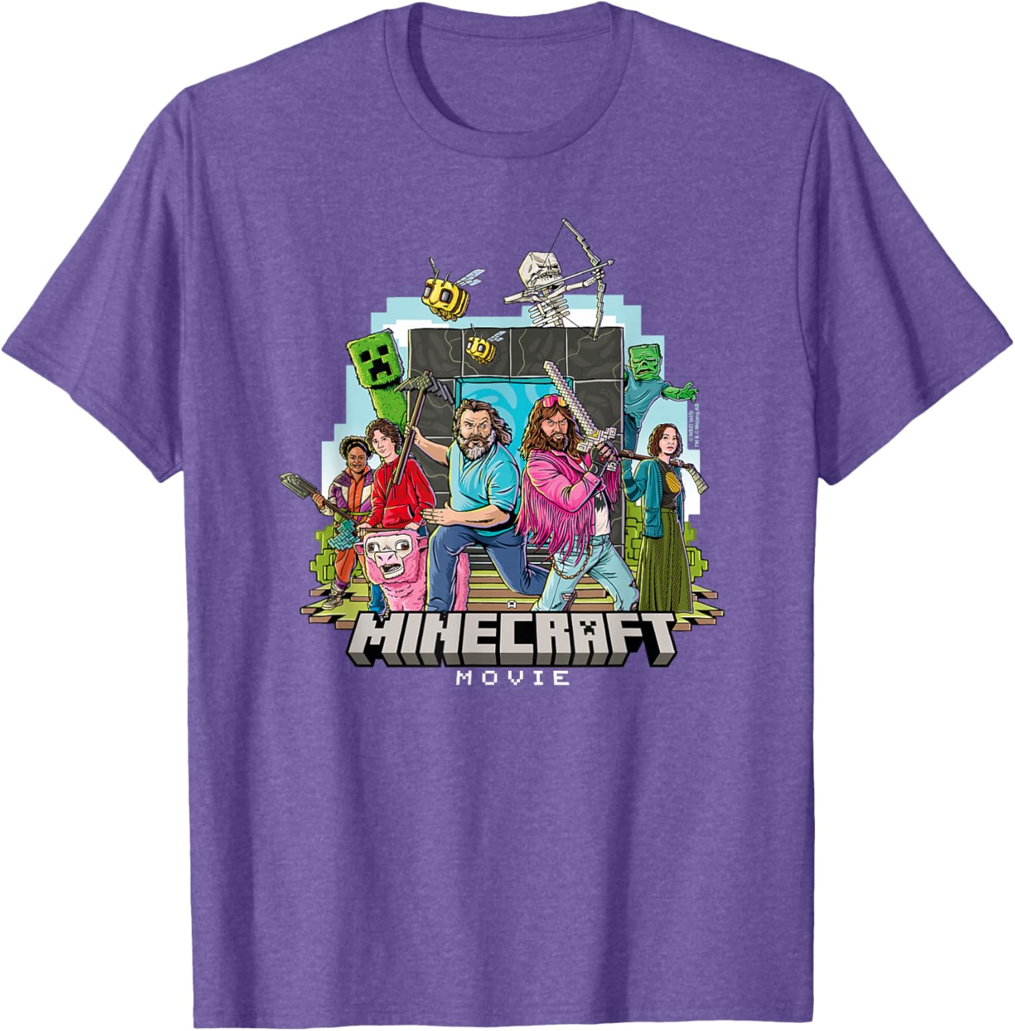 Minecraft Movie Character Group Shot T-Shirt in Cartoon Style - 2