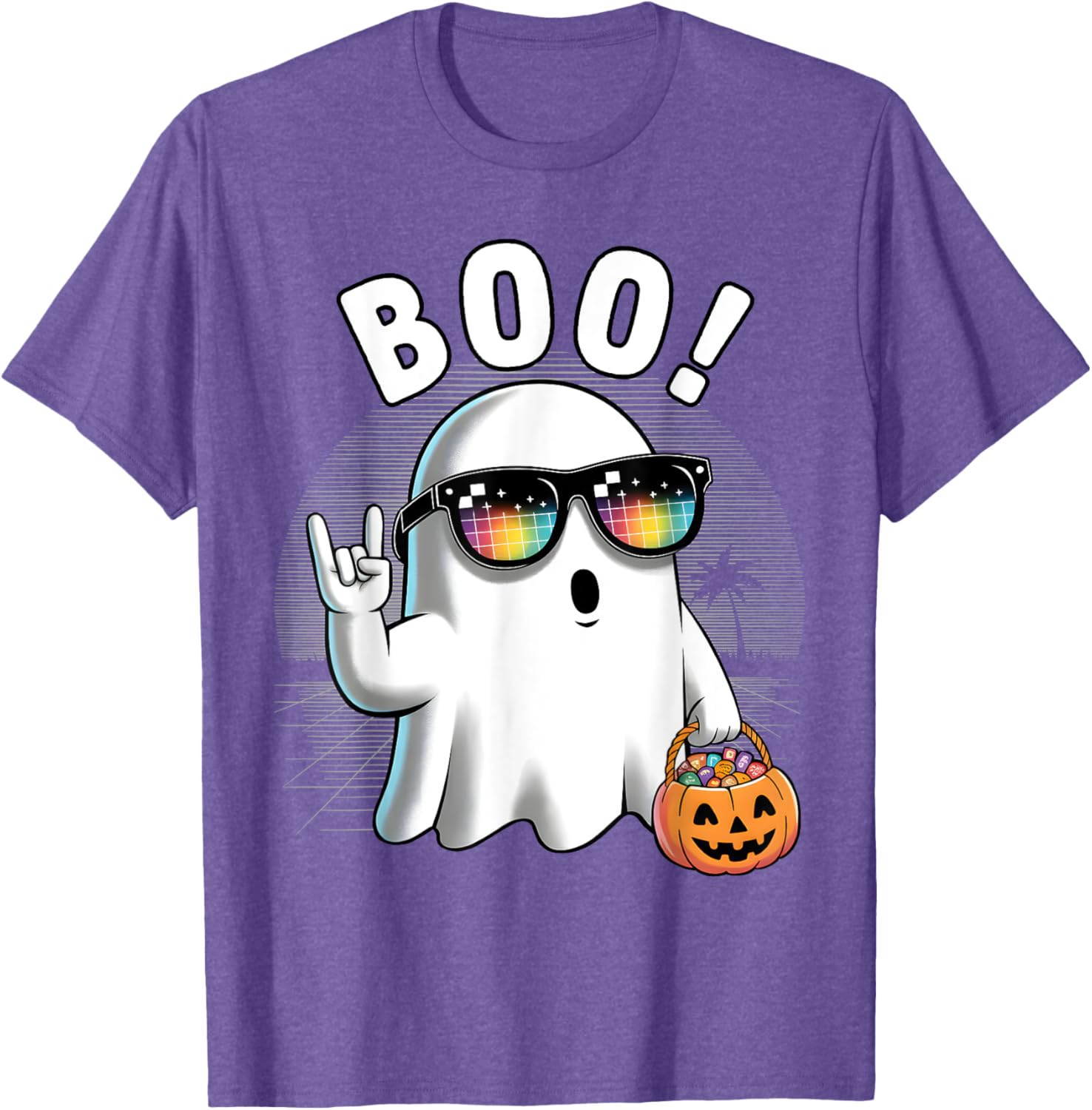 Rock Ghost Retro Halloween Pumpkin T-Shirt for Fun Spooky Style - 2