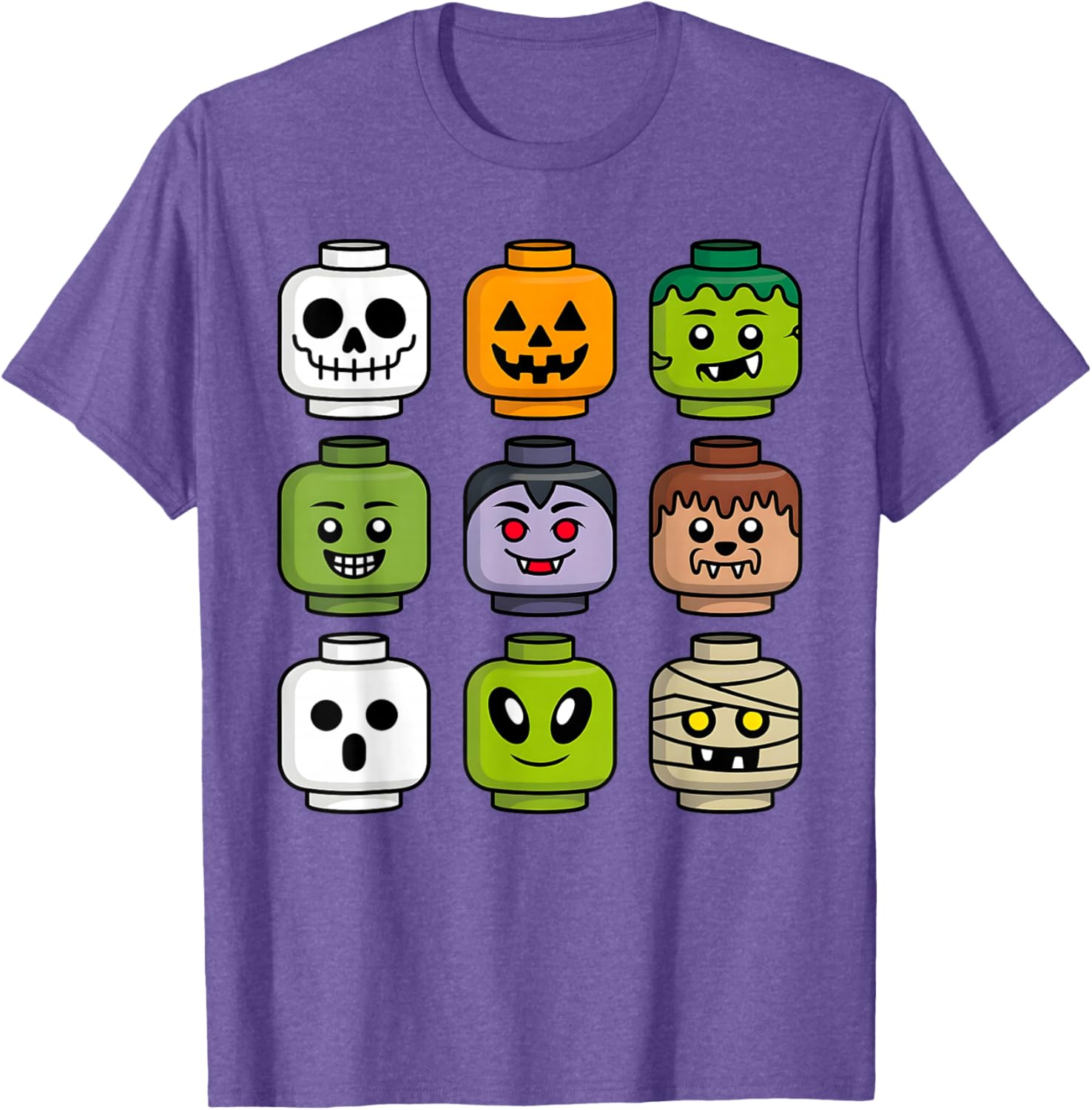 Halloween Building Brick T-Shirt for Boys with Pumpkin Ghost and Zombie Design - 20