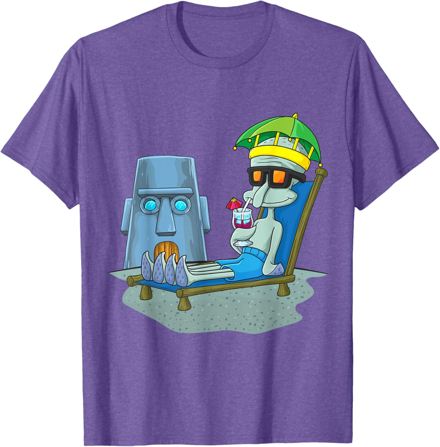 Mademark x SpongeBob SquarePants Squidward Sunbathing T-Shirt for Fans - 9