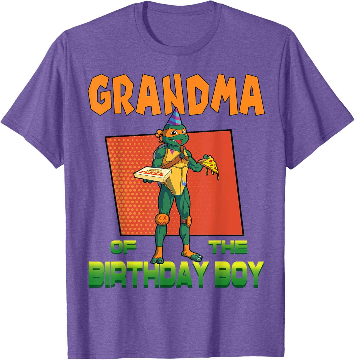 Mademark TMNT Mikey Grandma Birthday Boy Pizza Party T-Shirt for Kids - 22