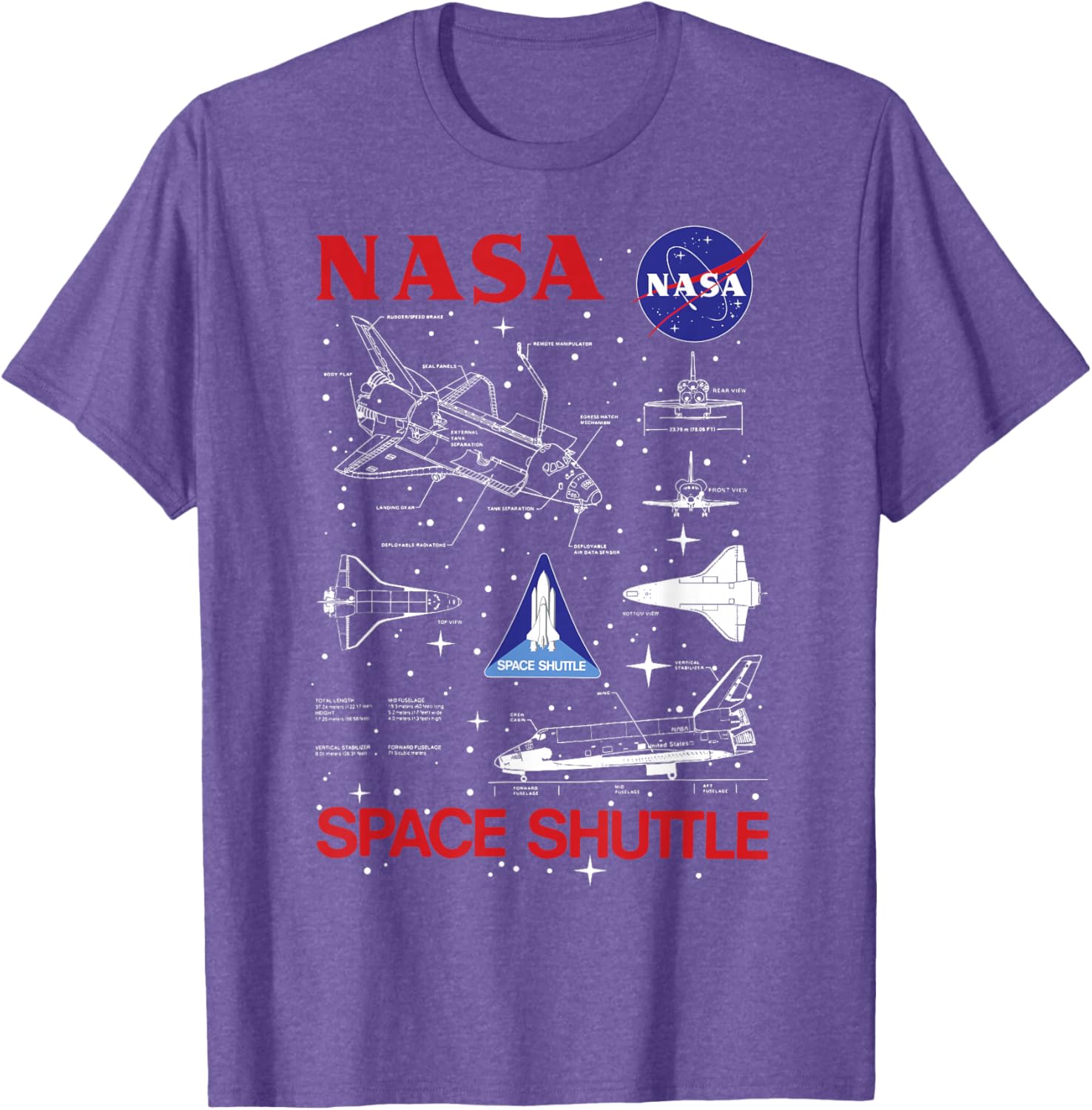 NASA Space Shuttle Blueprint T-Shirt for Space Enthusiasts and Fans - 10