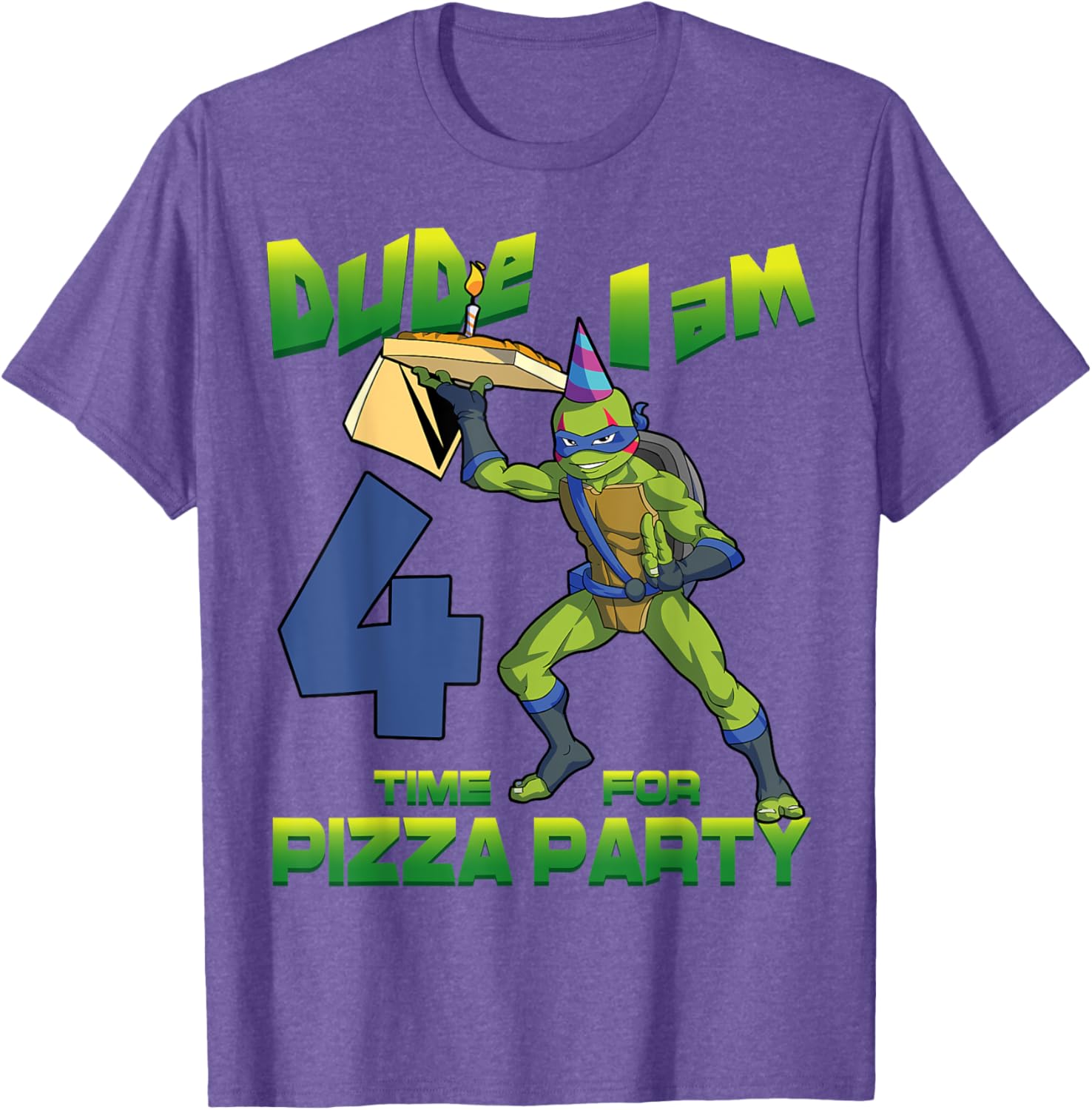 TMNT Leo Pizza Birthday Party T-Shirt for 4 Year Olds - Fun Design - 19