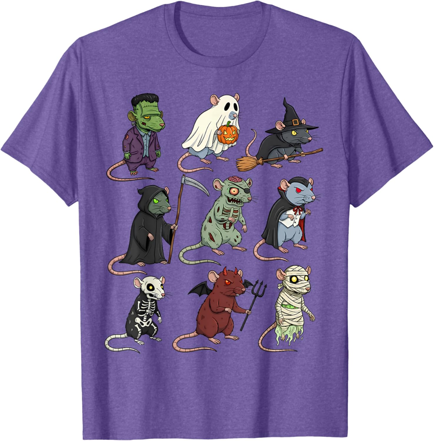 Spooky Witch Zombie Rat Halloween T-Shirt for Boys and Girls - 13