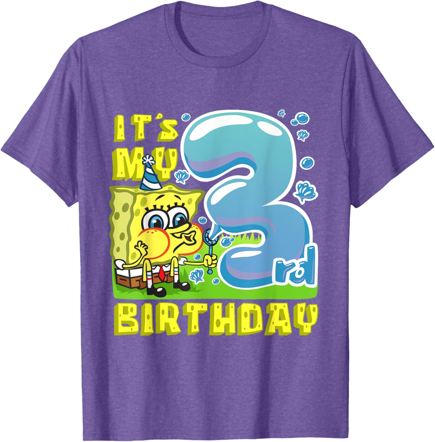 Mademark SpongeBob Third Birthday T-Shirt for Boys and Girls - 14