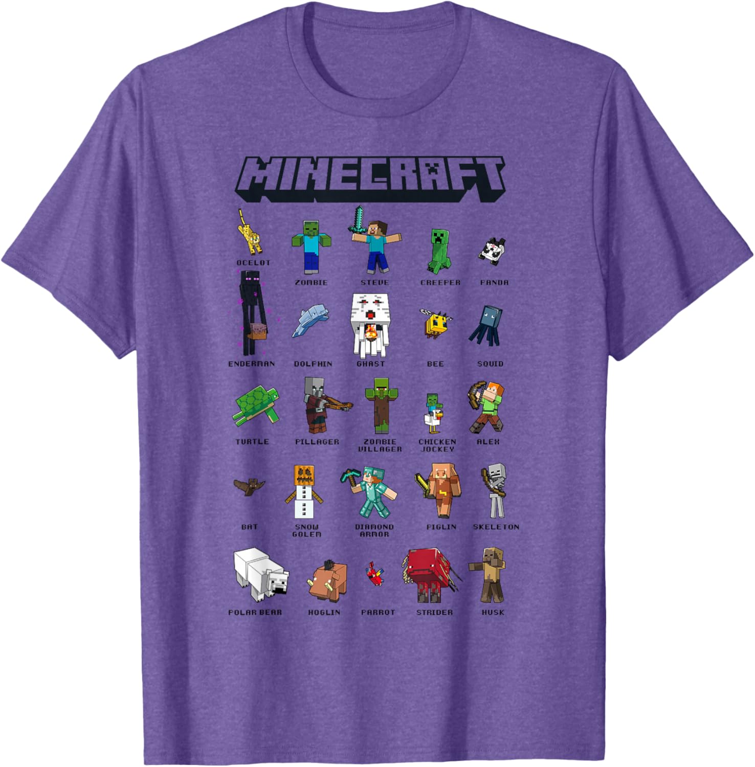 Minecraft Group Shot Poster Collage Style T-Shirt for Fans and Gamers - 7