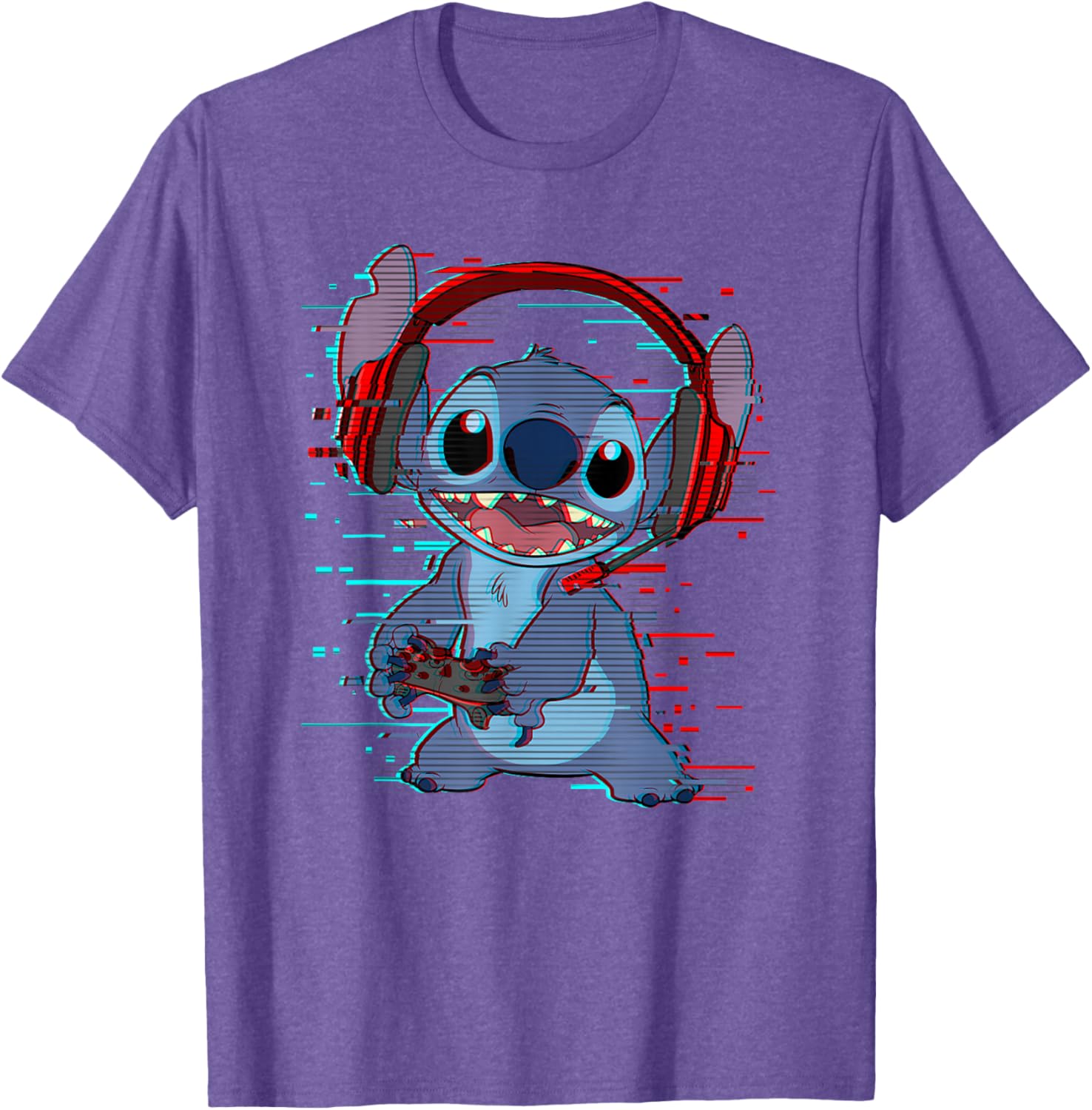 Disney Lilo and Stitch Gamer Glitch Headset and Controller T-Shirt - 5