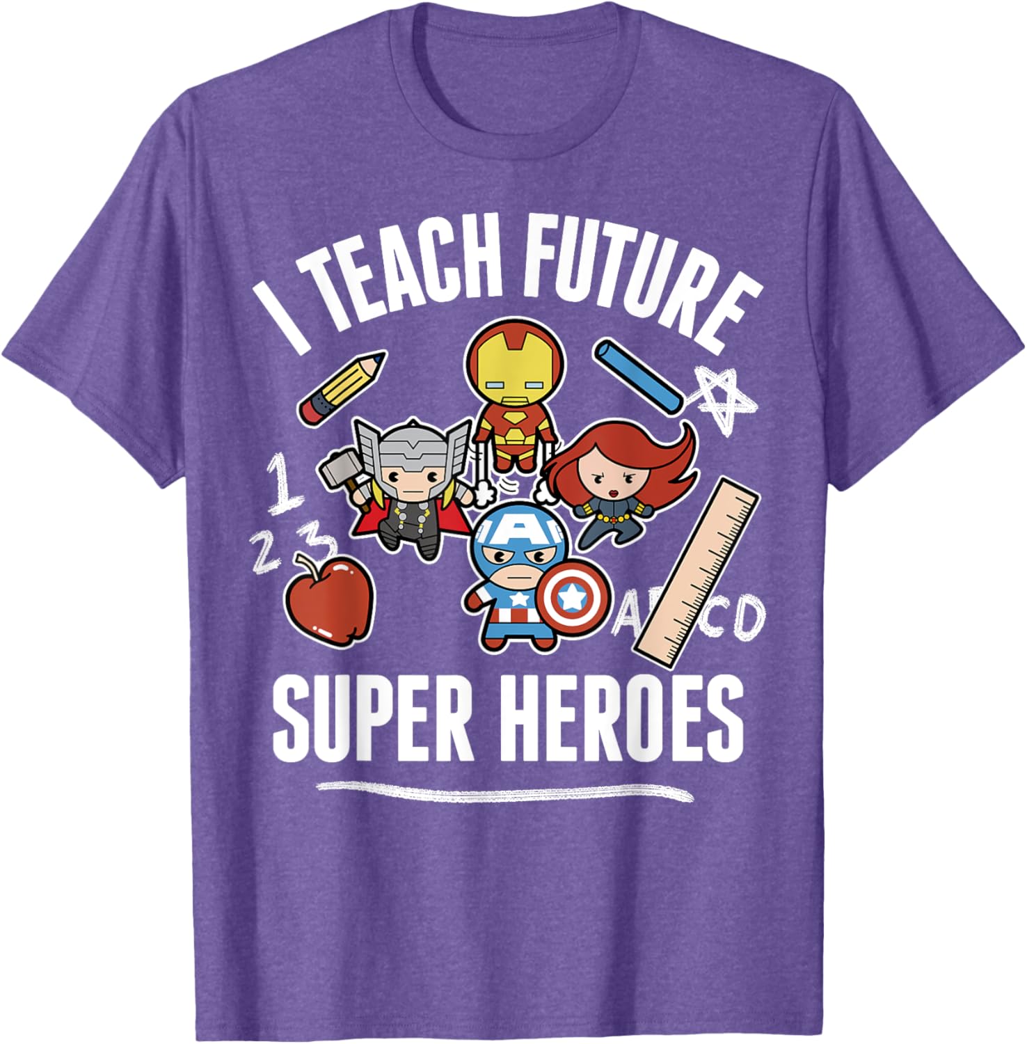 Marvel Avengers Classic I Teach Super Heroes Graphic T-Shirt for Fans - 2