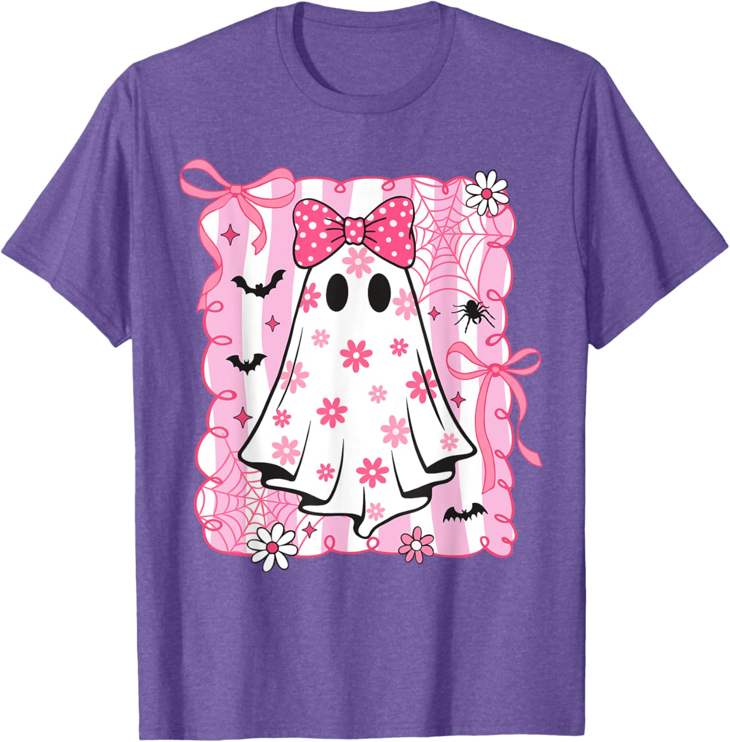 Spooky Vibes Pink Ghost T-Shirt for Women and Kids - Perfect Halloween Style - 28