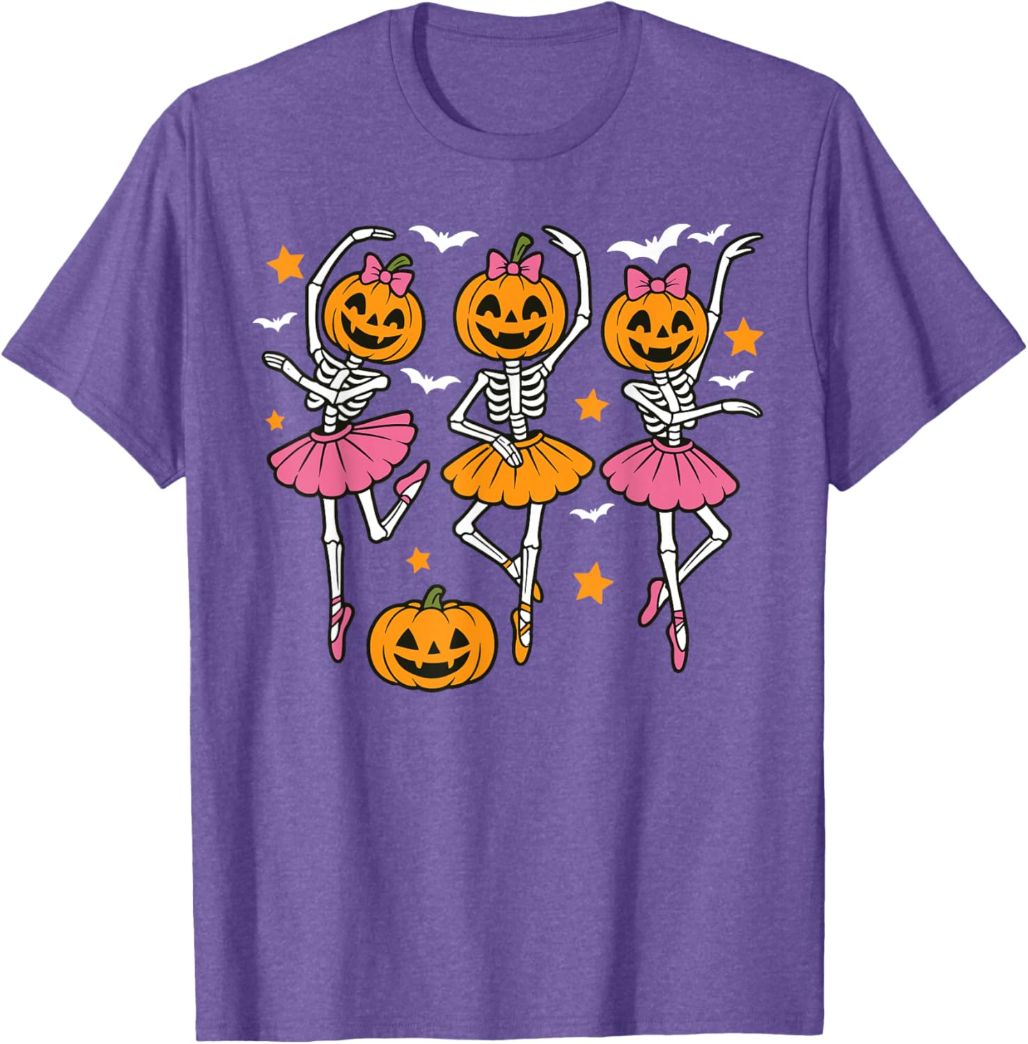 Cute Girls Halloween Ballet Skeleton Pumpkin T-Shirt for Festive Fun - 6