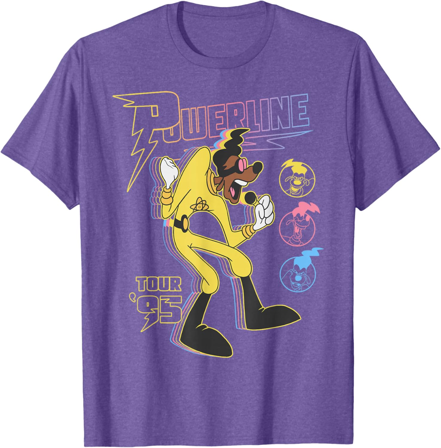 Retro Goofy Movie Powerline Tour 95 Neon Poster T-Shirt for Fans - 11