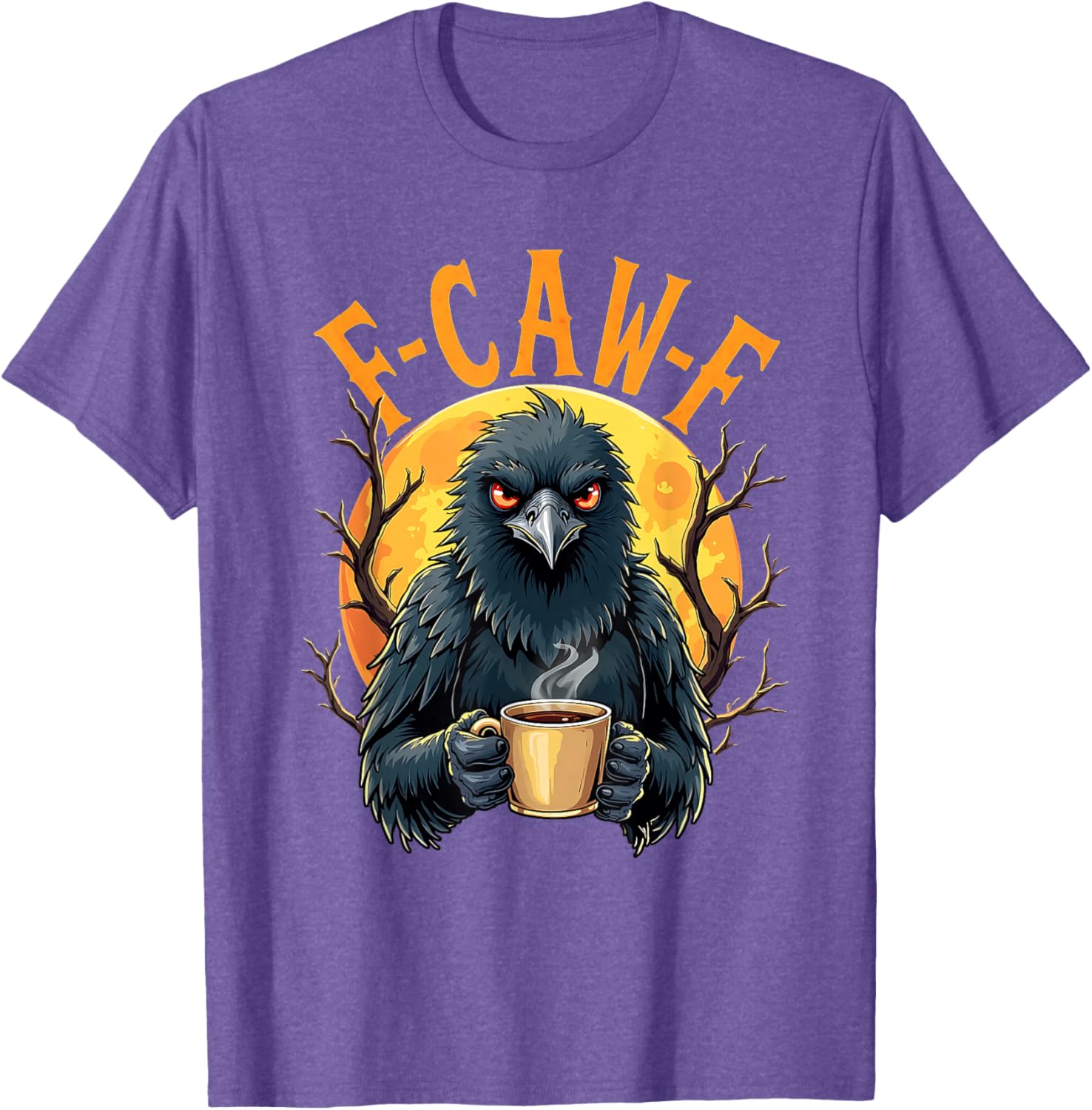 Funny Coffee Crow Gothic Raven F Caw Halloween T-Shirt for Spooky Fun - 16