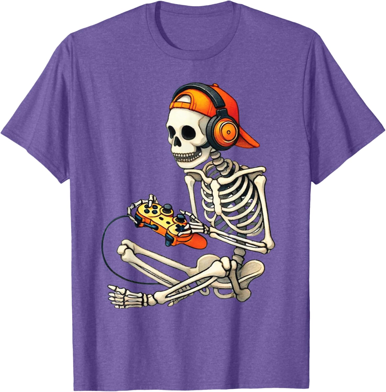 Cool Halloween Skeleton Gamer Tee for Boys and Men - Fun Graphic T-Shirt - 17