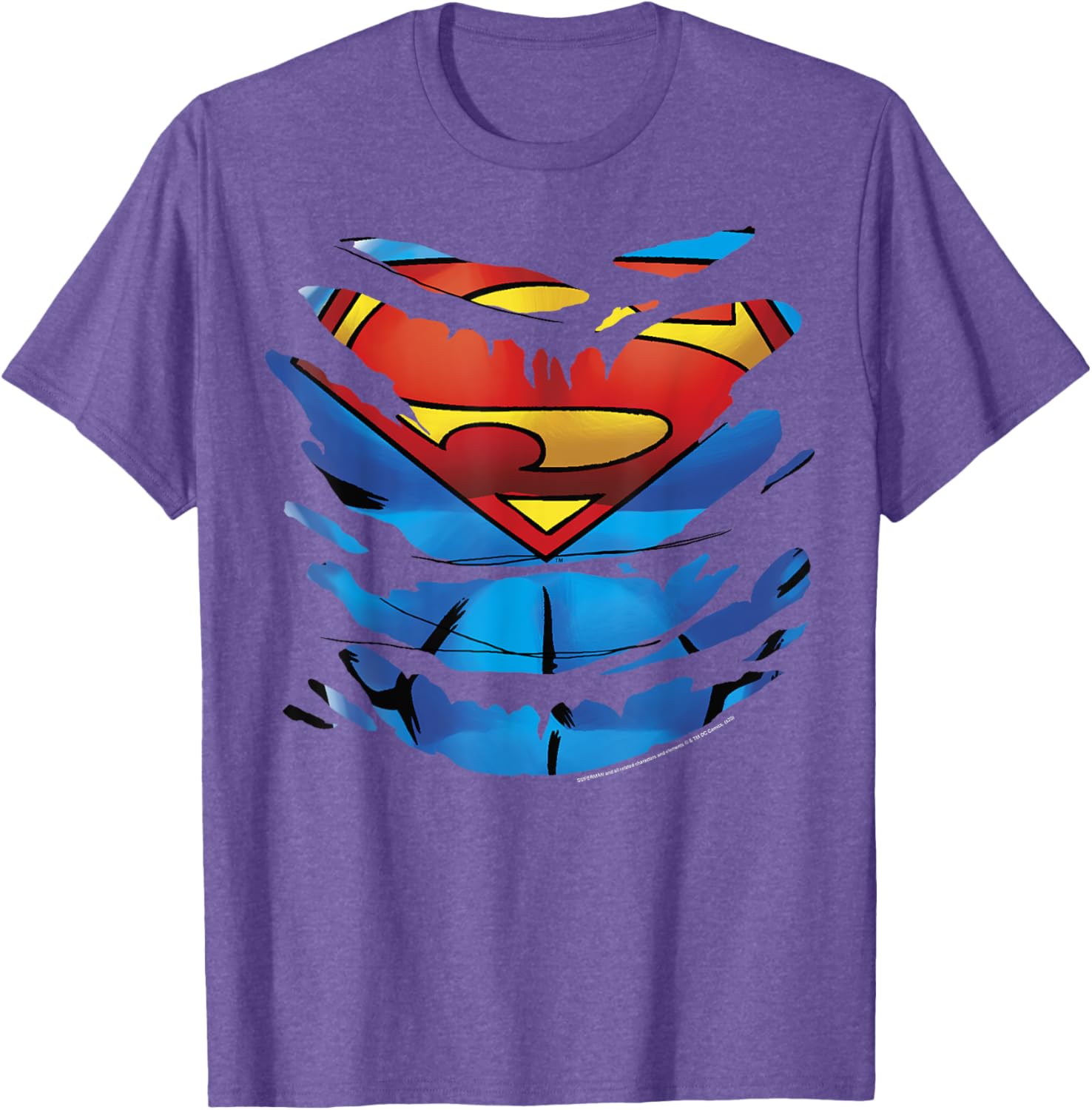 Superman Costume Rip Through T-Shirt for Fans of DC Comics Apparel - 1