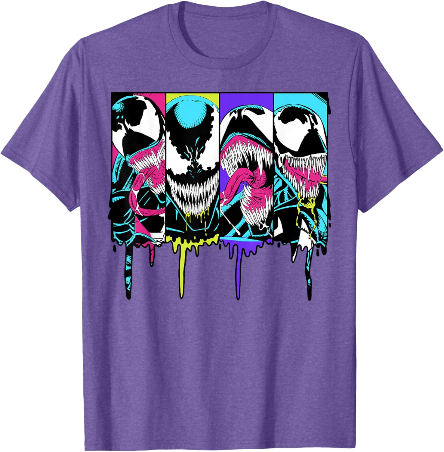 Colorful Marvel Venom Dripping Comic Panel T-Shirt for Fans and Collectors - 13