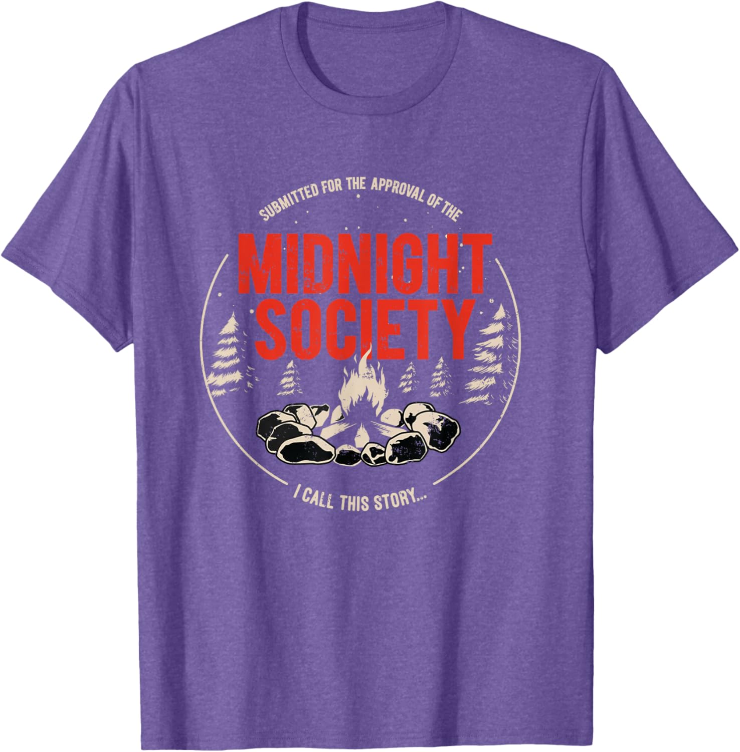 Midnight Society Red Text Campfire T-Shirt for Casual Outdoor Fun - 12