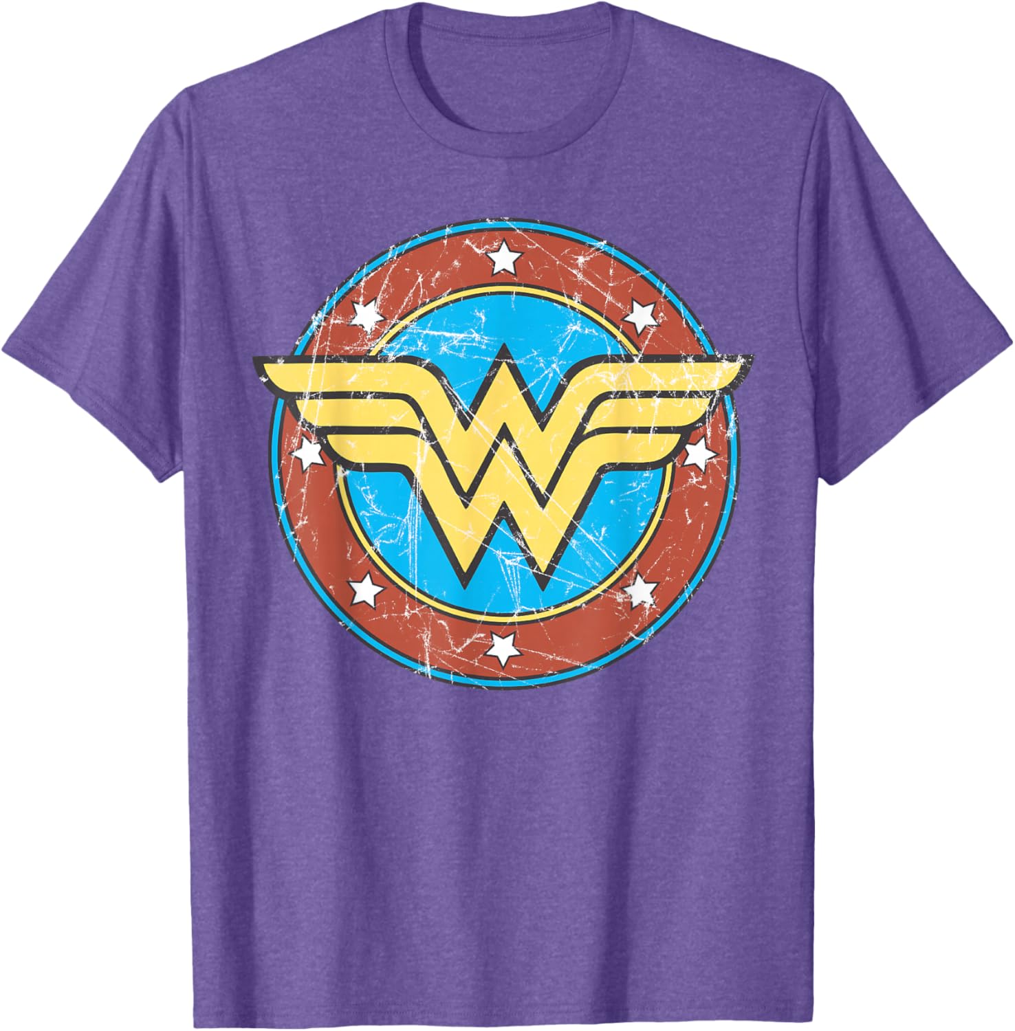 DC Wonder Woman Distressed Logo Circle T-Shirt for Superhero Fans - 1