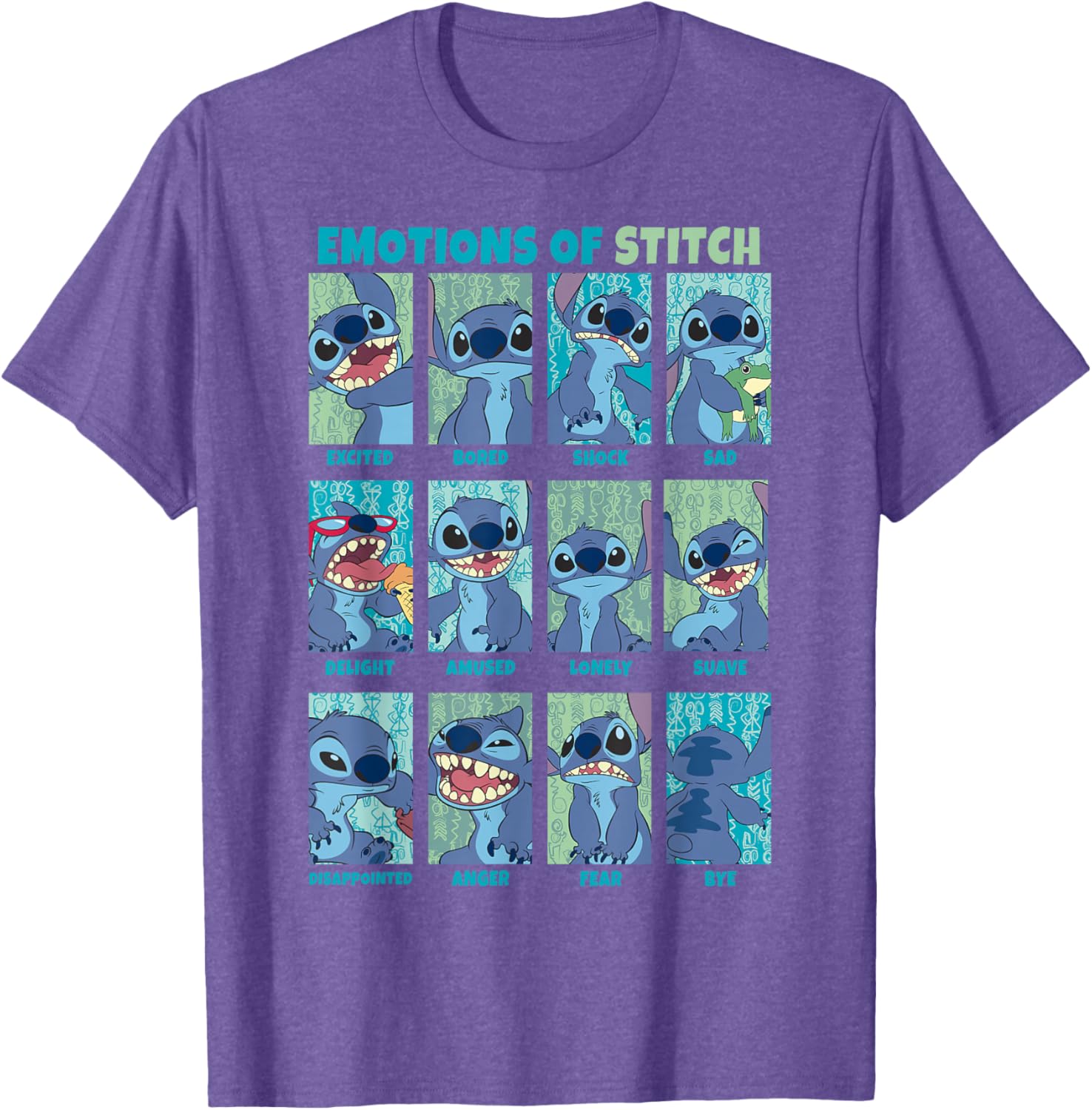 Disney Lilo & Stitch Emotions Stitch Box Up Panels T-Shirt for Fans - 1
