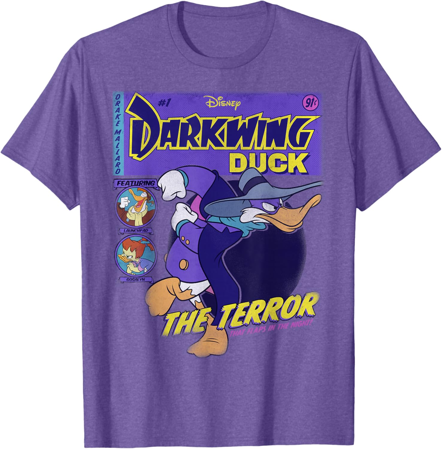 Disney Darkwing Duck Black T-Shirt for Adults Classic Fit Crew Neck - 7