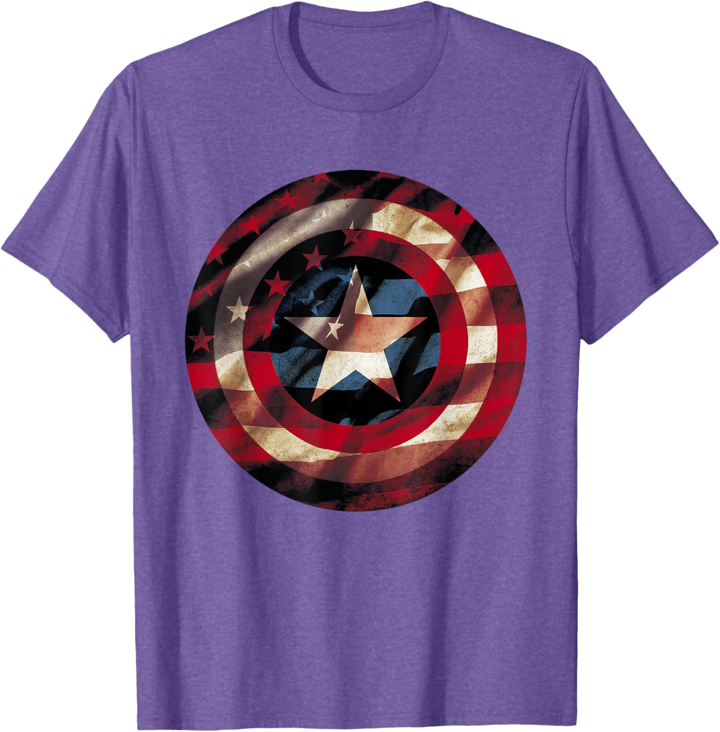 Captain America Graphic T-Shirt with Flag Fill Shield Design for Fans - 7