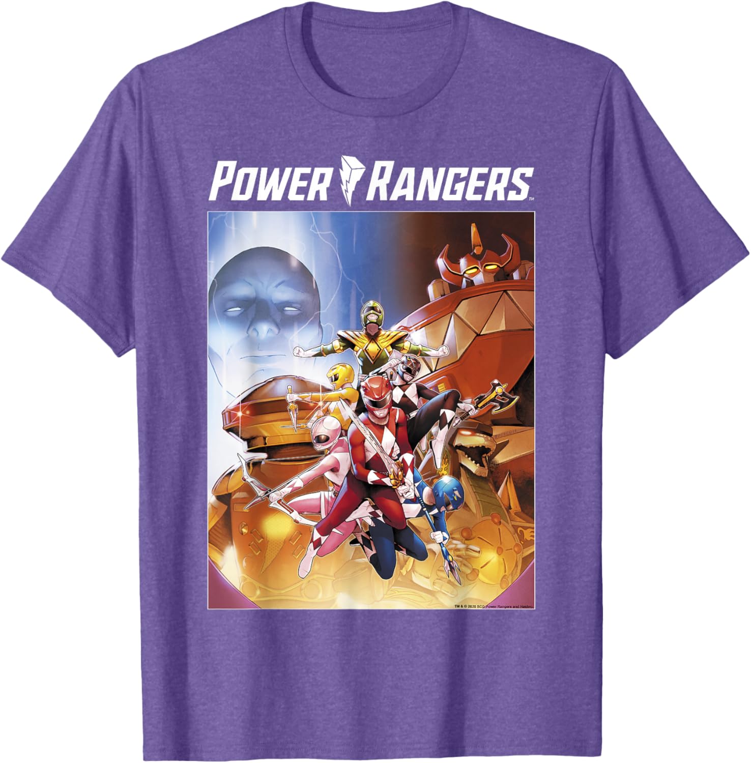 Power Rangers Rainbow Color Action Group Shot Poster T-Shirt for Fans - 3