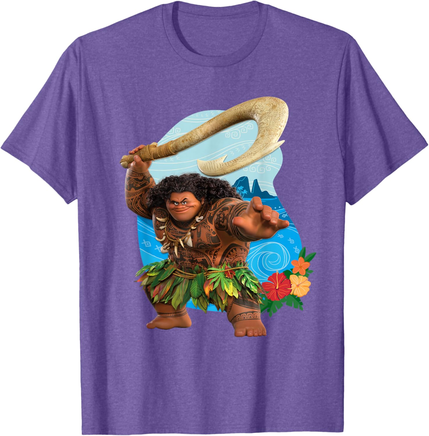 Disney Moana 2 Maui Tropical Island Adventure T-Shirt with Fish Hook - 1
