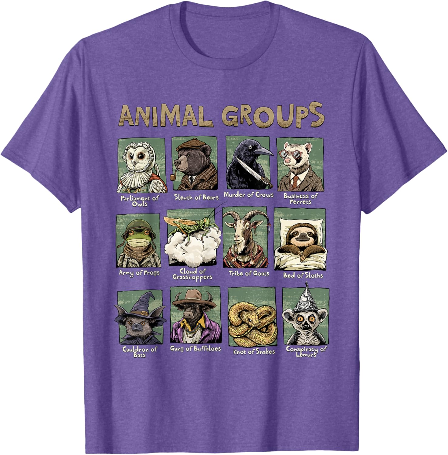 Animal Groups Unveiled T-Shirt - Fun Educational Wildlife Design - 4