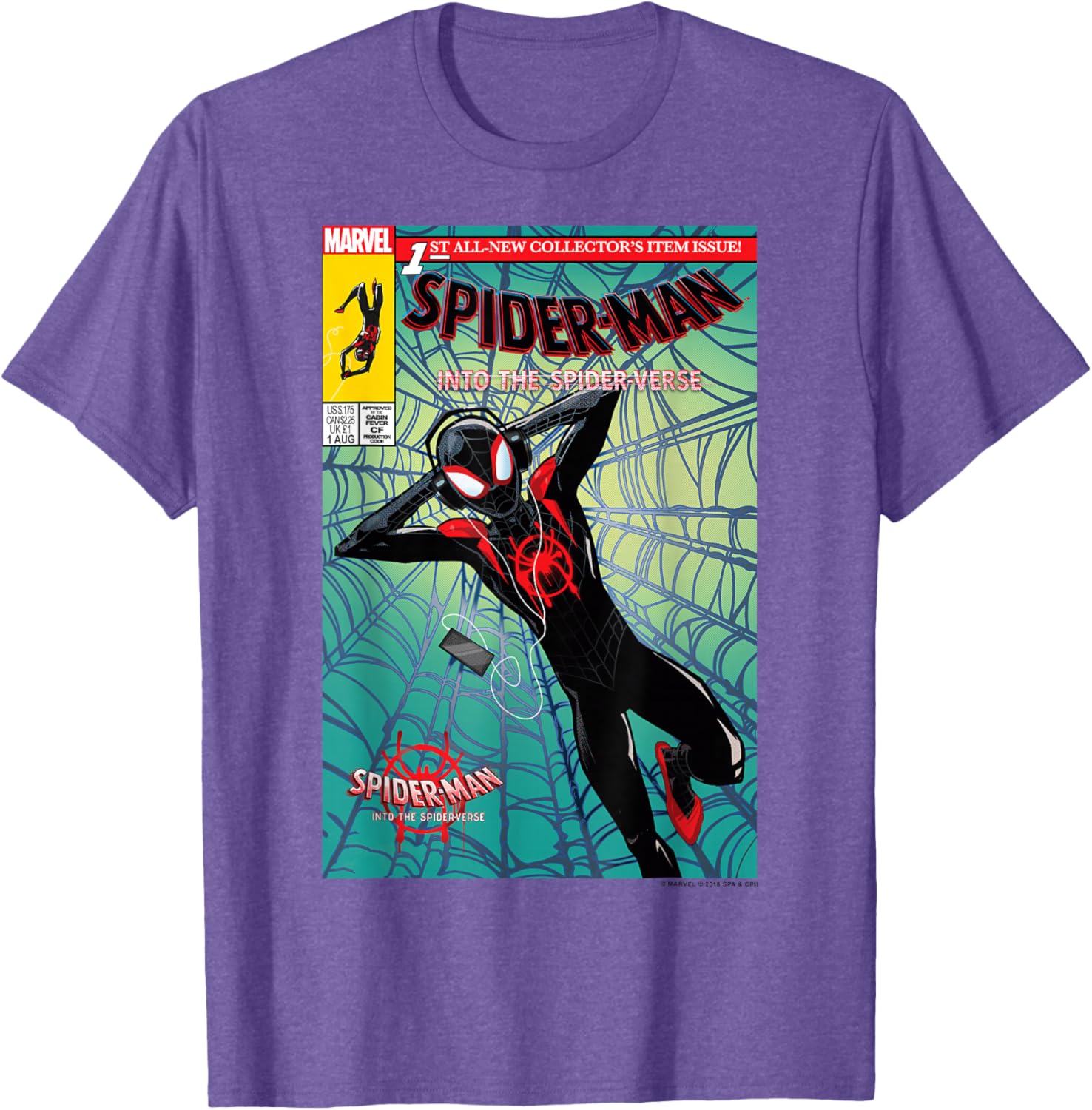 Classic Marvel Spider-Man Crew Neck T-Shirt Black 100% Cotton for Fans - 8