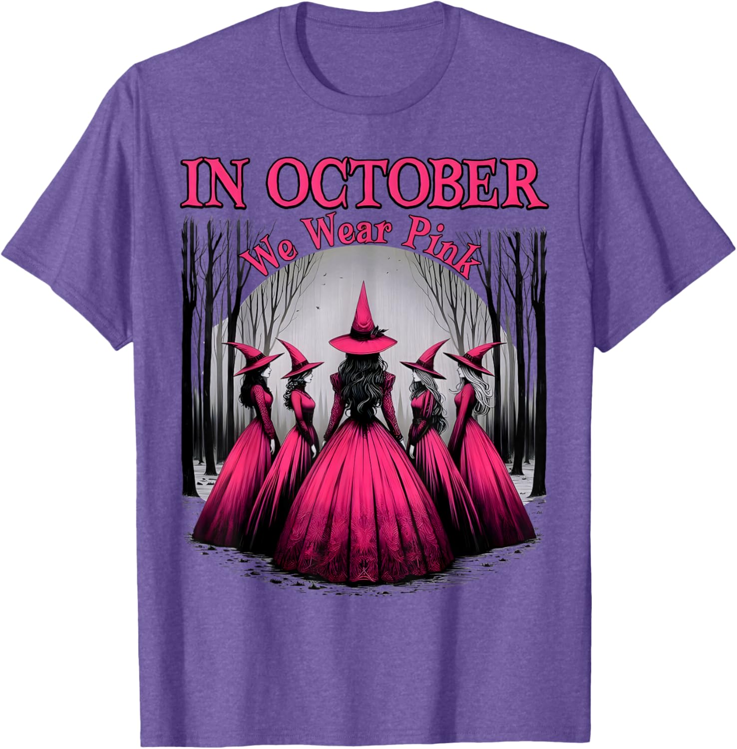 October We Wear Pink Witch T-Shirt for Breast Cancer Awareness Women - 8