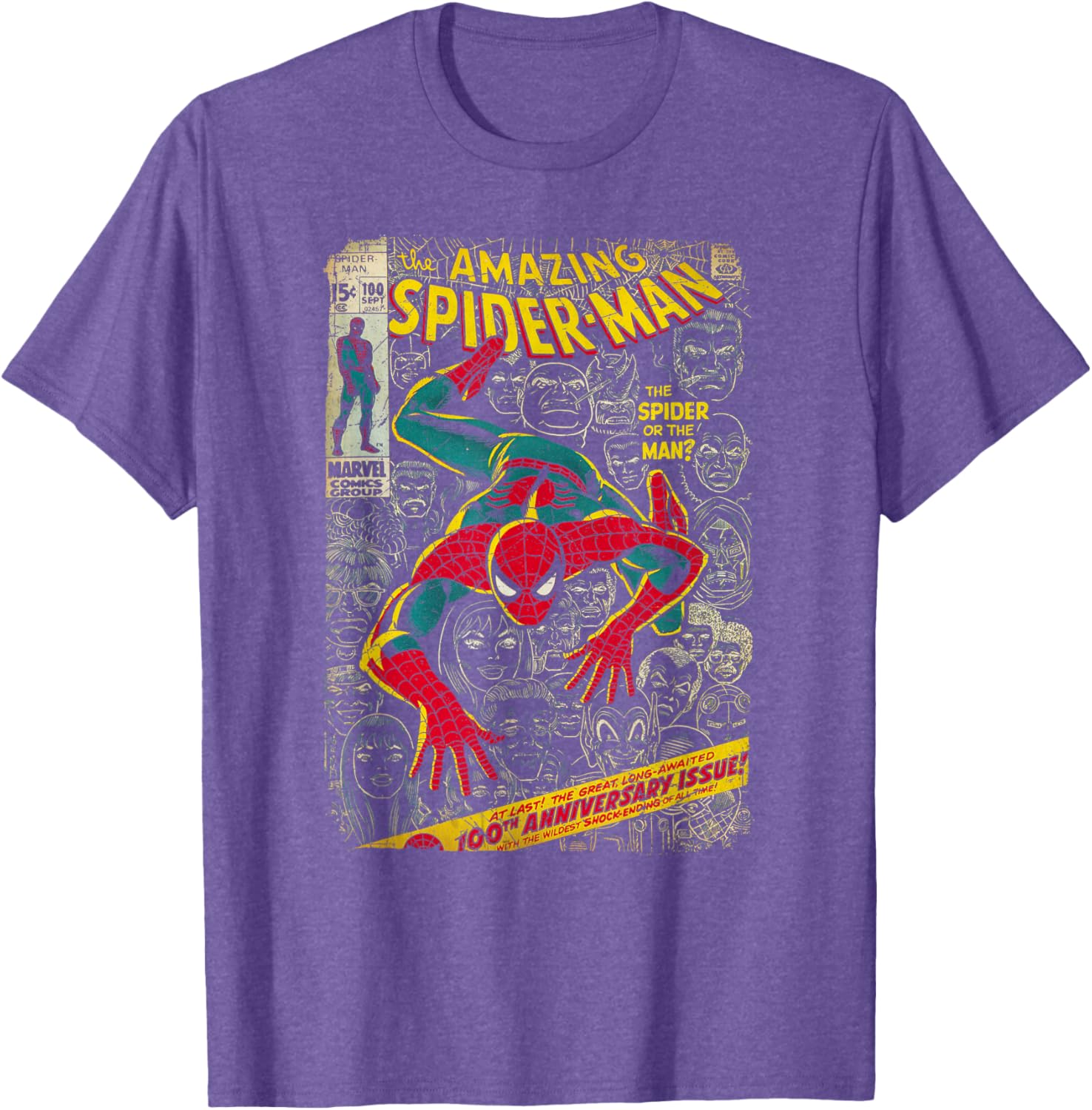 Marvel Spider-Man Comic Book Anniversary Short Sleeve T-Shirt for Fans - 2