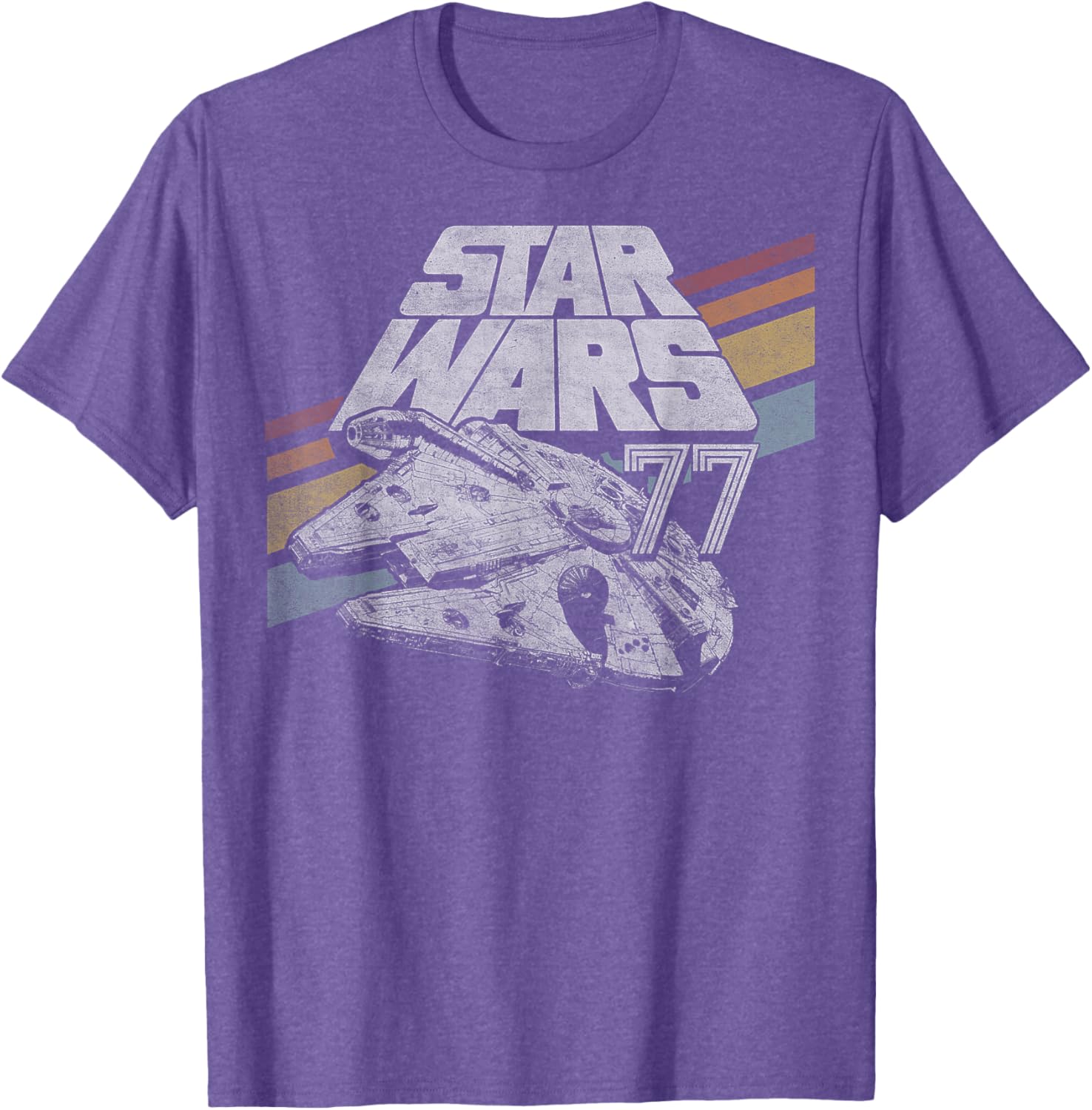 Retro Star Wars Millennium Falcon T-Shirt with Diagonal Stripes for Fans - 8