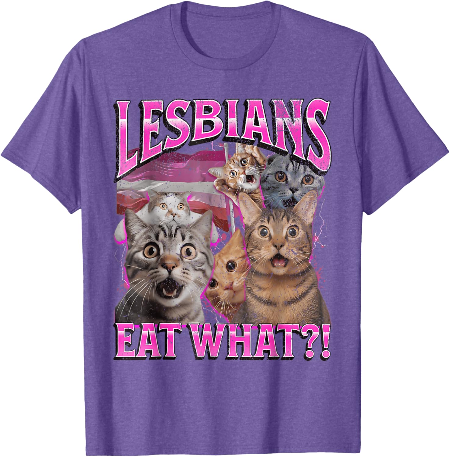 Funny Cat LGBTQ Pride T-Shirt with Lesbians Eat What Pun - Great Gift! - 6