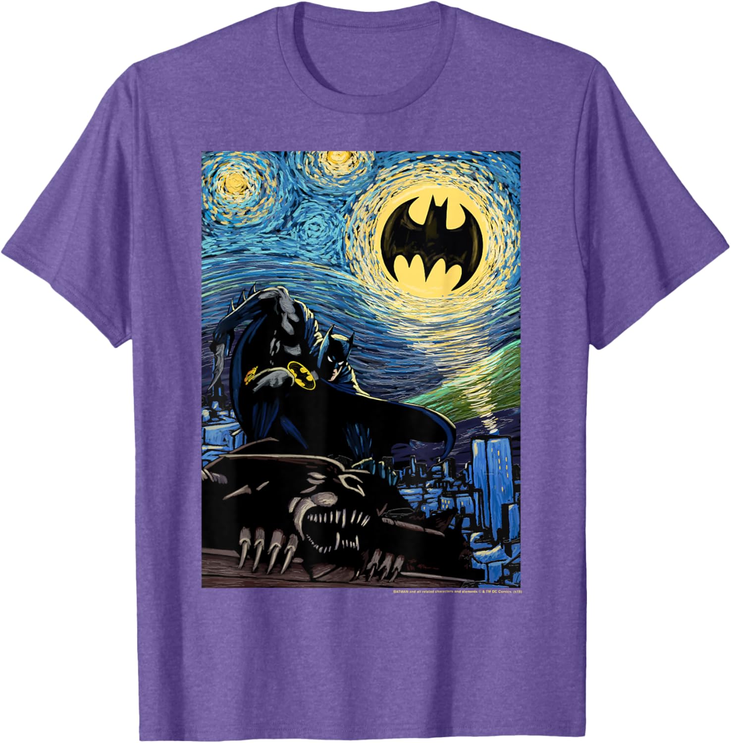 DC Comics Batman Starry Night Style Poster T-Shirt for Fans and Collectors - 3