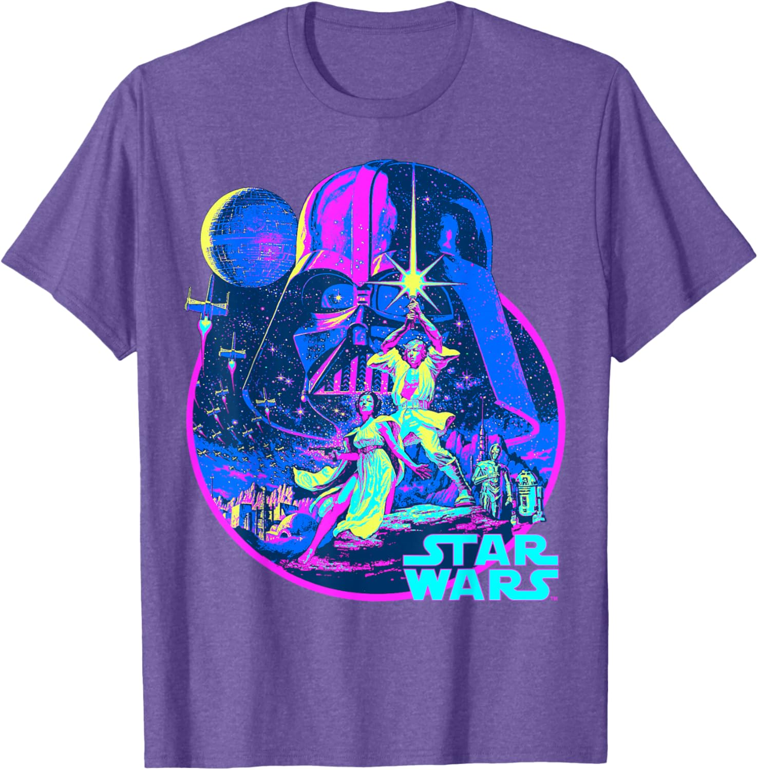 Star Wars Neon Poster T-Shirt for Fans of Disney Classic Adventure - 7