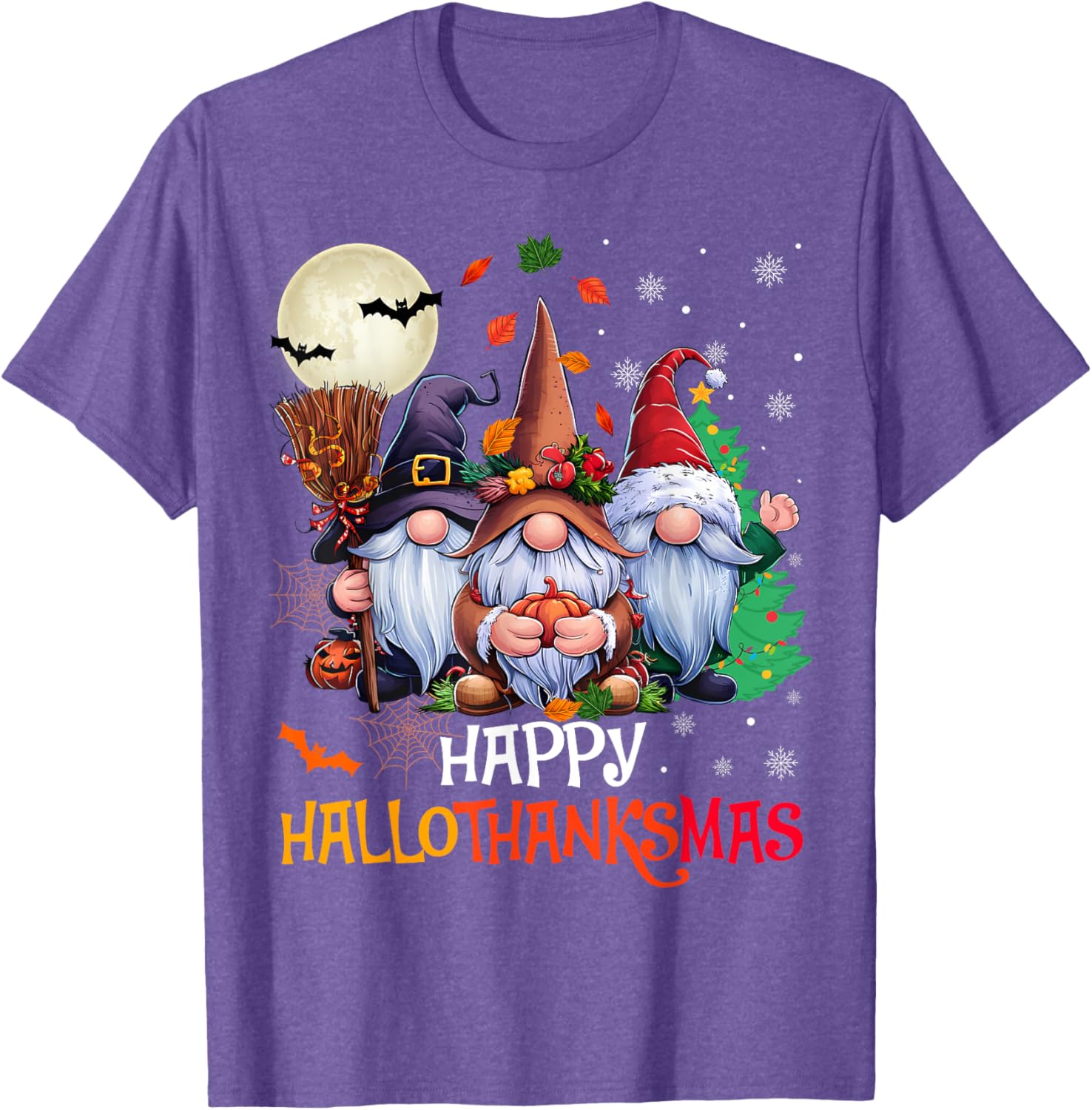 Happy Hallothanksmas Gnomes Lover T-Shirt for Halloween and Christmas - 5